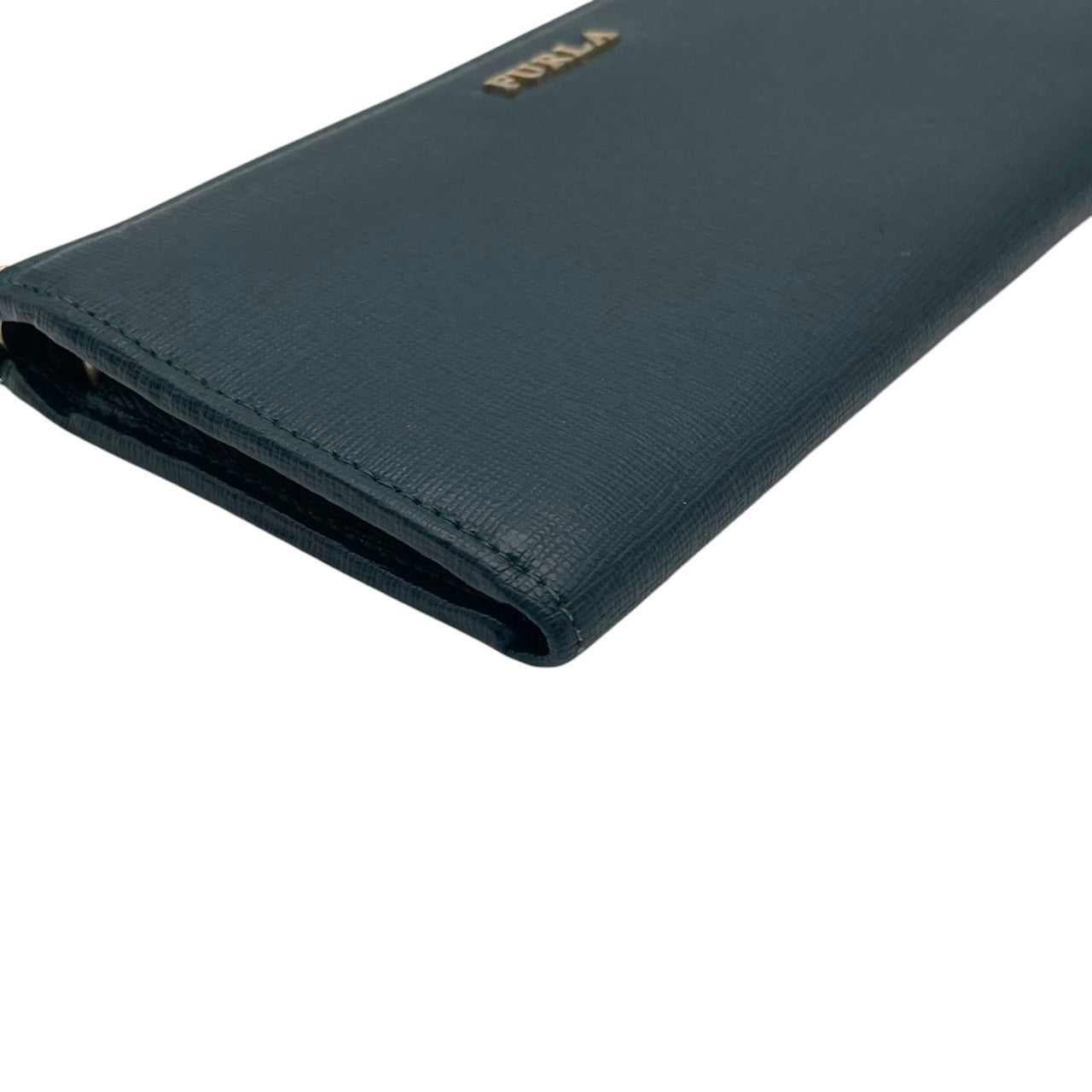 【美品】フルラ BABYLON バビロン ジップアラウンド ウォレット 長財布 ラウンドファスナー 小銭入れあり レザー 本革 ダークグリーン 深緑 ゴールド金具 エレガント クラシック デイリー 通勤 通学 レディース 女性 人気 定番 綺麗め 上品 W1