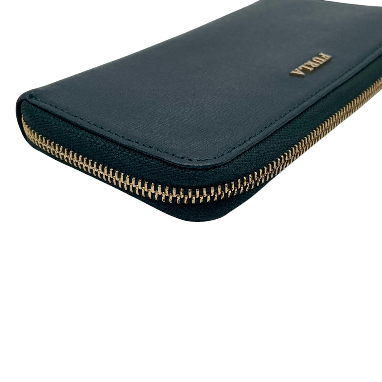 【美品】フルラ BABYLON バビロン ジップアラウンド ウォレット 長財布 ラウンドファスナー 小銭入れあり レザー 本革 ダークグリーン 深緑 ゴールド金具 エレガント クラシック デイリー 通勤 通学 レディース 女性 人気 定番 綺麗め 上品 W1