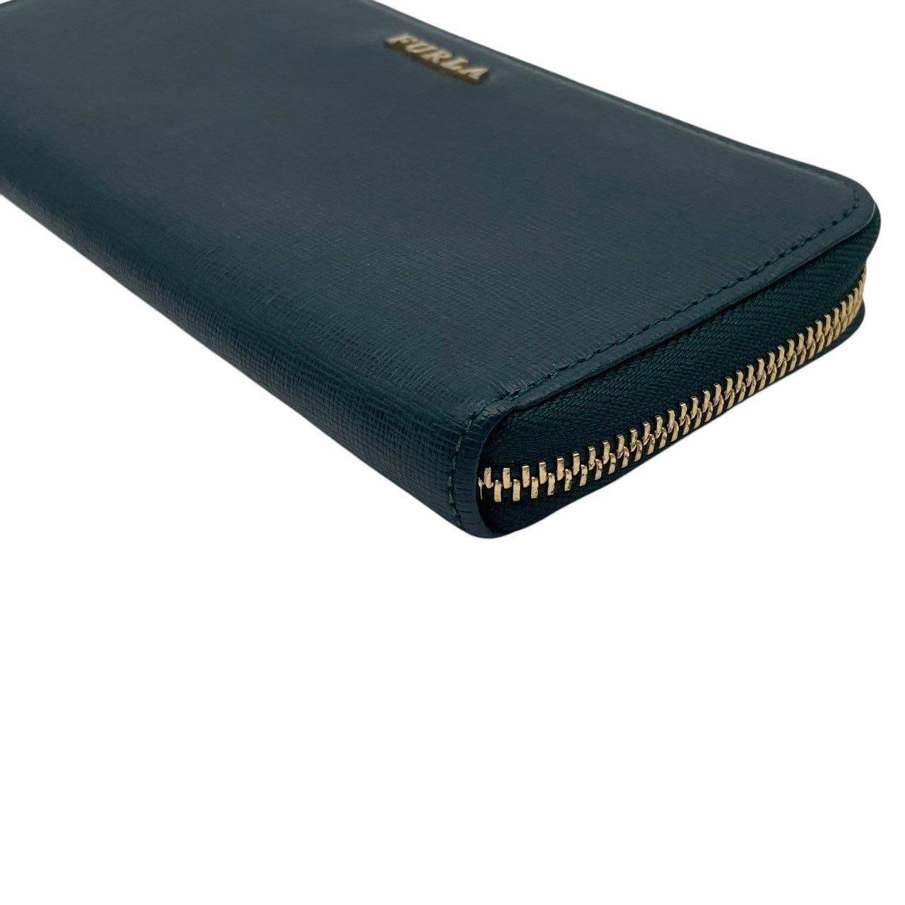 【美品】フルラ BABYLON バビロン ジップアラウンド ウォレット 長財布 ラウンドファスナー 小銭入れあり レザー 本革 ダークグリーン 深緑 ゴールド金具 エレガント クラシック デイリー 通勤 通学 レディース 女性 人気 定番 綺麗め 上品 W1