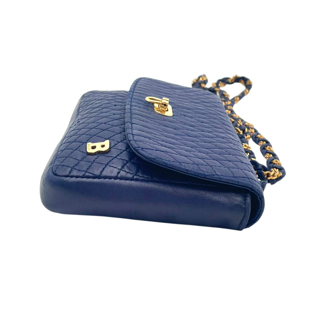 バリー バッグ BALLY ヴィンテージ キルティング レザー チェーンショルダーバッグ ポシェット 斜め掛け クロスボディ ネイビー 紺色 ゴールド金具 ロゴ エレガント クラシック レトロ レディース 女性 人気 定番 鞄 S66