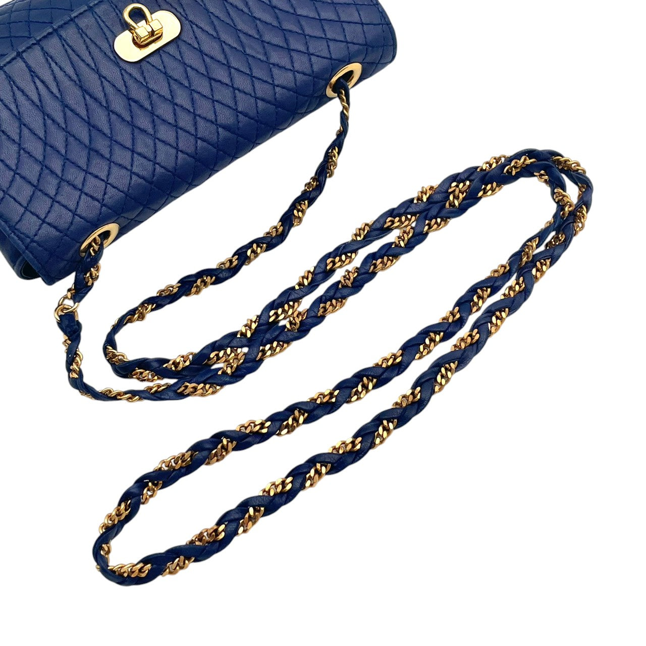 バリー バッグ BALLY ヴィンテージ キルティング レザー チェーンショルダーバッグ ポシェット 斜め掛け クロスボディ ネイビー 紺色 ゴールド金具 ロゴ エレガント クラシック レトロ レディース 女性 人気 定番 鞄 S66