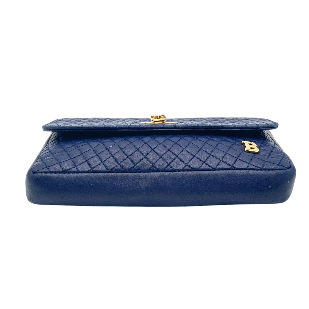 バリー バッグ BALLY ヴィンテージ キルティング レザー チェーンショルダーバッグ ポシェット 斜め掛け クロスボディ ネイビー 紺色 ゴールド金具 ロゴ エレガント クラシック レトロ レディース 女性 人気 定番 鞄 S66