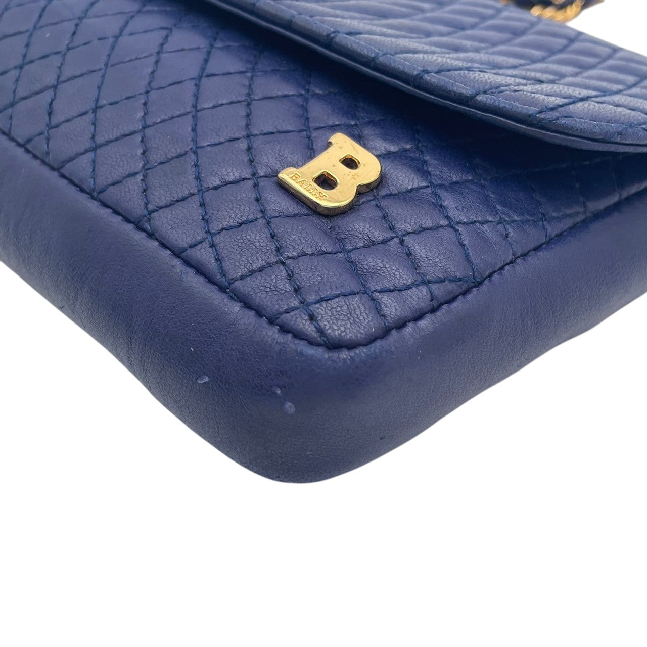 バリー バッグ BALLY ヴィンテージ キルティング レザー チェーンショルダーバッグ ポシェット 斜め掛け クロスボディ ネイビー 紺色 ゴールド金具 ロゴ エレガント クラシック レトロ レディース 女性 人気 定番 鞄 S66