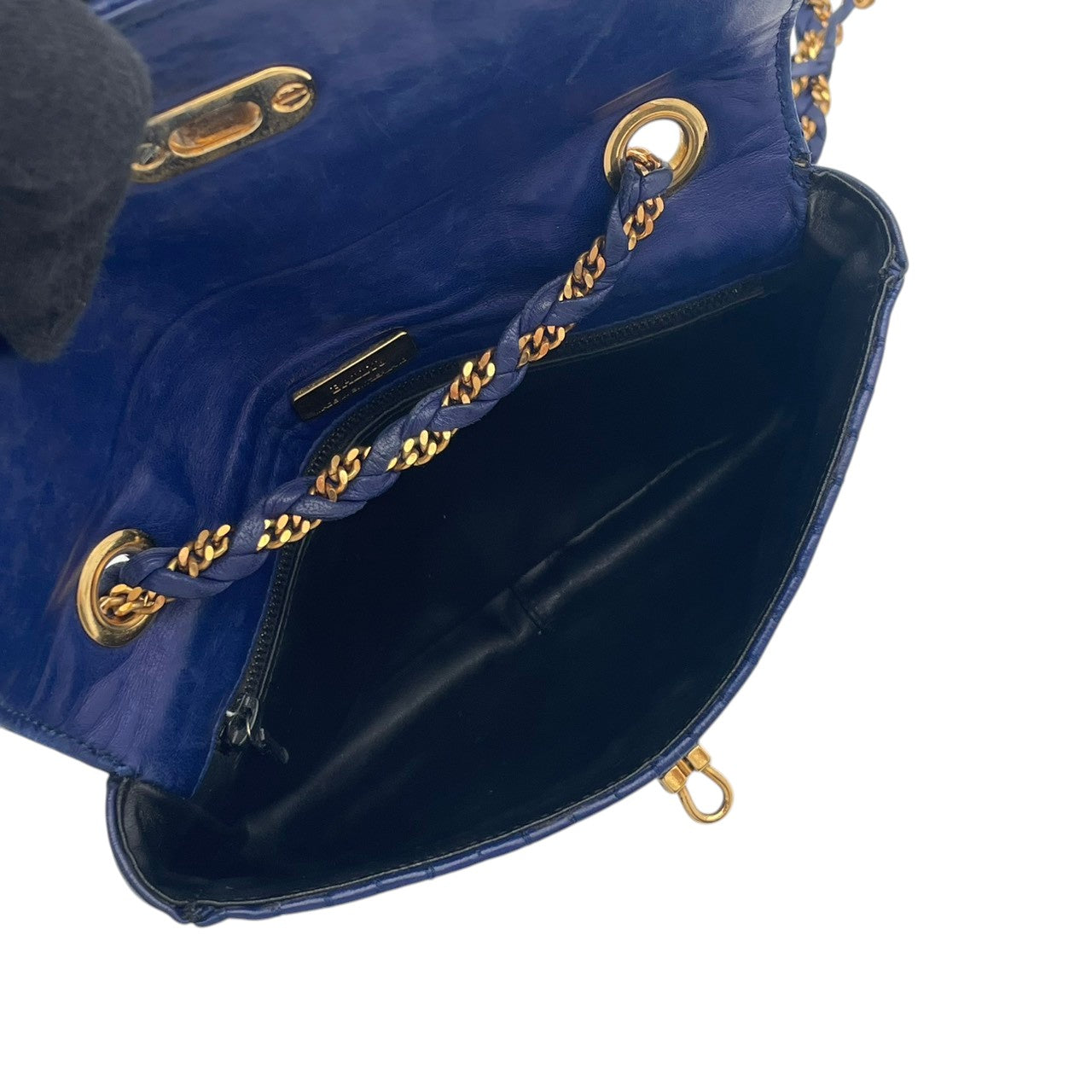 バリー バッグ BALLY ヴィンテージ キルティング レザー チェーンショルダーバッグ ポシェット 斜め掛け クロスボディ ネイビー 紺色 ゴールド金具 ロゴ エレガント クラシック レトロ レディース 女性 人気 定番 鞄 S66