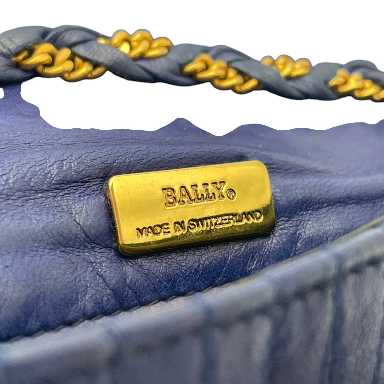 バリー バッグ BALLY ヴィンテージ キルティング レザー チェーンショルダーバッグ ポシェット 斜め掛け クロスボディ ネイビー 紺色 ゴールド金具 ロゴ エレガント クラシック レトロ レディース 女性 人気 定番 鞄 S66