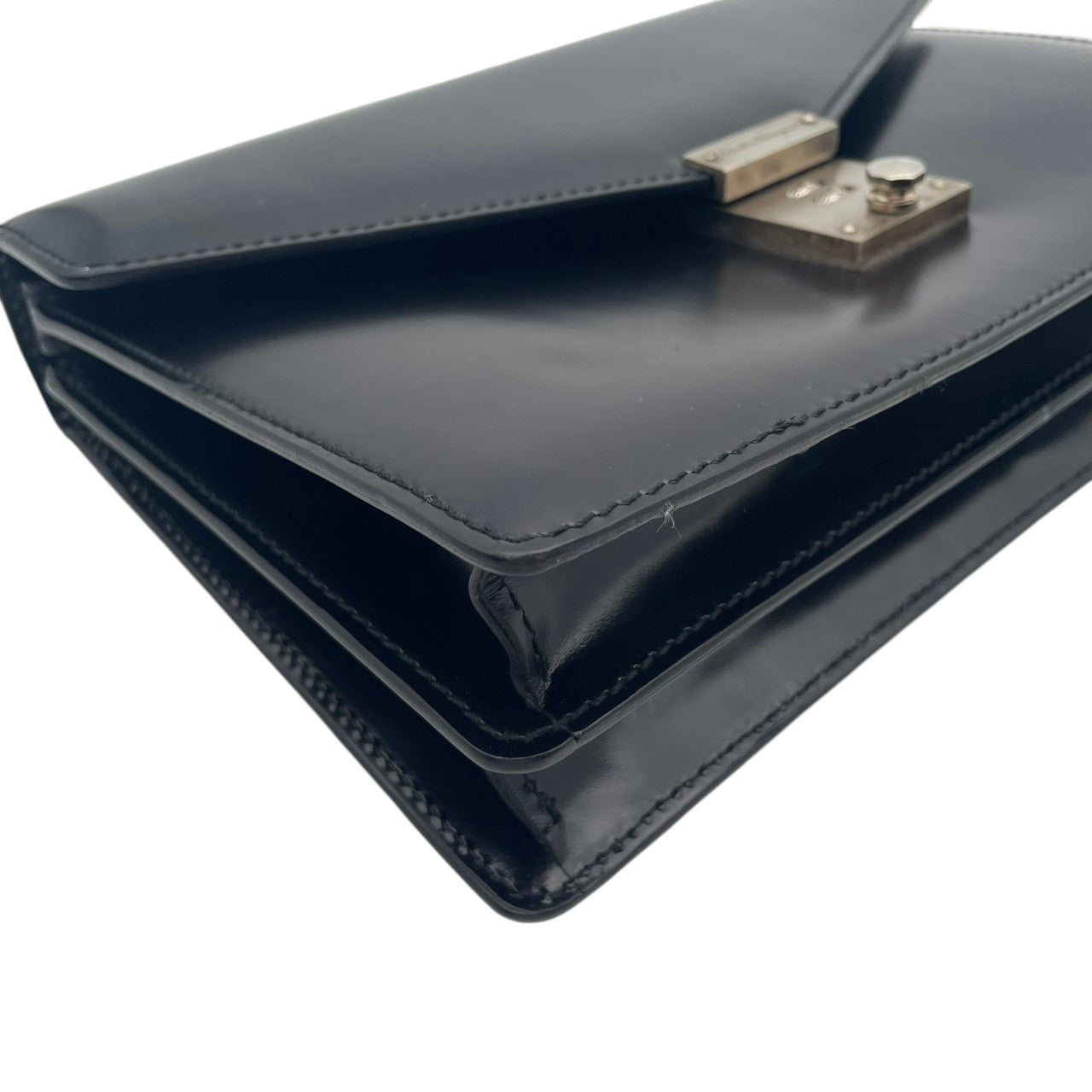【美品】フェラガモ Salvatore Ferragamo ダイヤルロック式 レザー クラッチバッグ 手提げ かばん 鞄 本革 ブラック 黒 シルバー金具 ビジネス フォーマル メンズ レディース ユニセックス EP-24 1001 人気 定番 S66