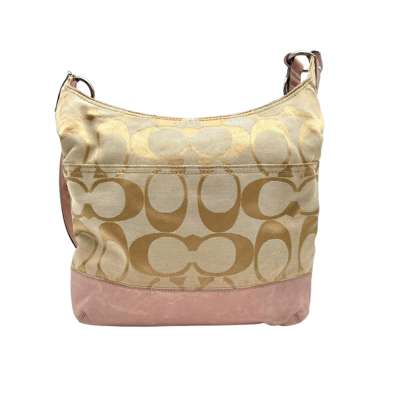 コーチ COACH シグネチャー ホーボー ショルダーバッグ ワンショルダーバッグ 肩掛け 斜め掛け キャンバス レザー ベージュ ライトピンク シルバー金具 エレガント カジュアル デイリー レディース 女性 人気 定番 F17490 S66