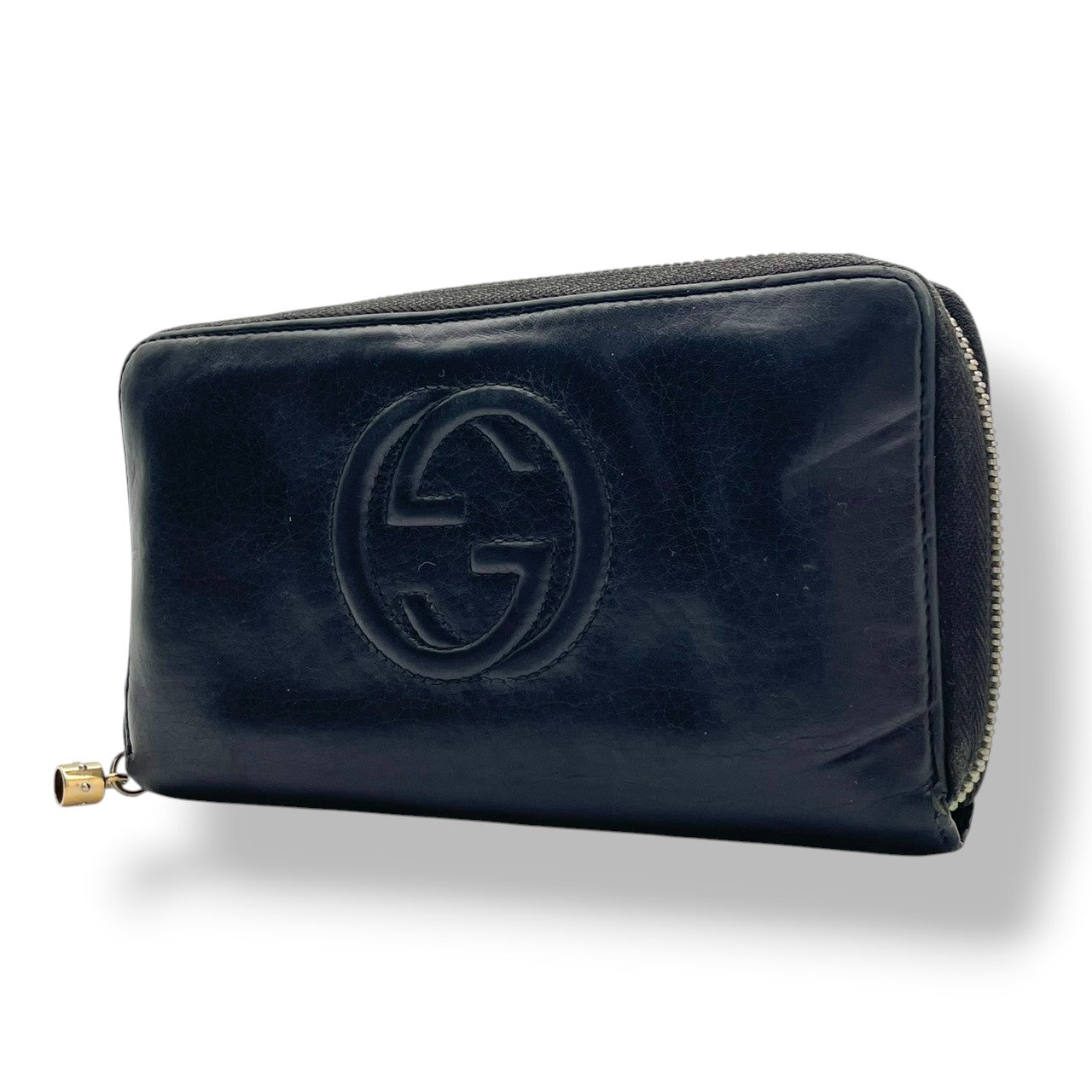 グッチ GUCCI ソーホー ラウンドファスナー長財布 ジップアラウンド ウォレット ロングウォレット 札入れ 小銭入れあり レザー 本革 ブラック 黒 ゴールド金具 GGロゴ インターロッキングG エレガント クラシック 定番 人気 レディース 女性 W5