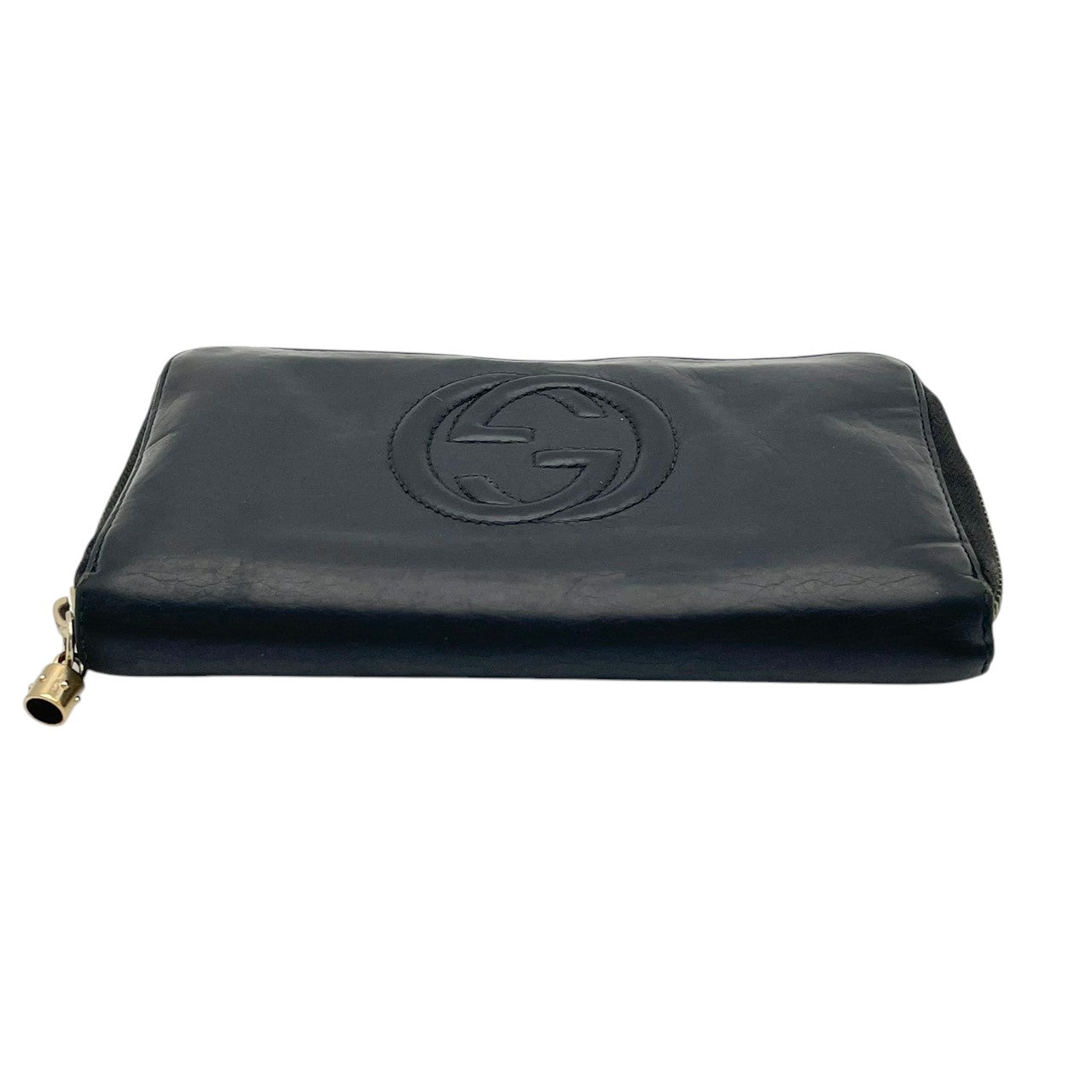 グッチ GUCCI ソーホー ラウンドファスナー長財布 ジップアラウンド ウォレット ロングウォレット 札入れ 小銭入れあり レザー 本革 ブラック 黒 ゴールド金具 GGロゴ インターロッキングG エレガント クラシック 定番 人気 レディース 女性 W5