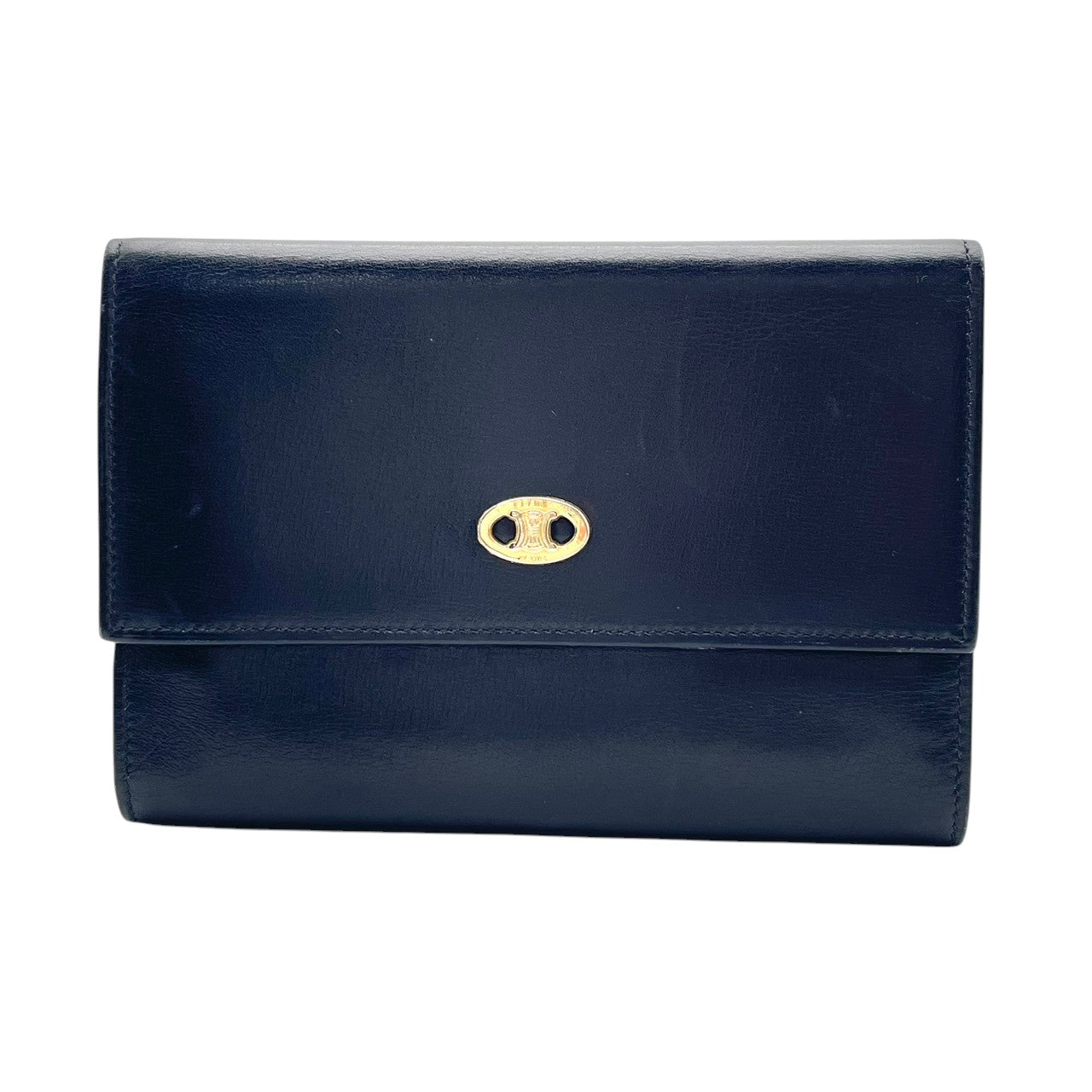 セリーヌ CELINE トリオンフ マカダム オールドセリーヌ ヴィンテージ 折り財布 財布 ミニ財布 レザー 本革 ブラック 黒 ゴールド金具 エレガント クラシック レトロ レディース 女性 人気 定番 W5