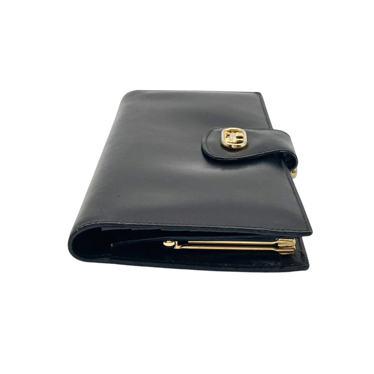 セリーヌ CELINE 馬車金具 ヴィンテージ レザー 二つ折り長財布 ブラック 黒 ゴールド金具 オールドセリーヌ エレガント クラシック レトロ レディース 女性 人気 定番 W5