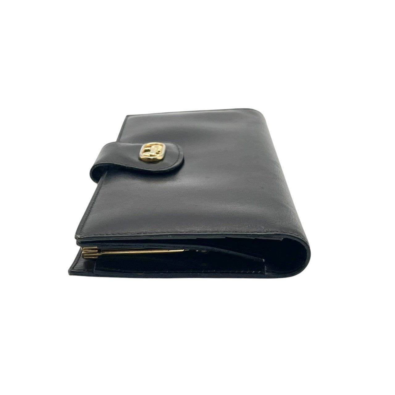 セリーヌ CELINE 馬車金具 ヴィンテージ レザー 二つ折り長財布 ブラック 黒 ゴールド金具 オールドセリーヌ エレガント クラシック レトロ レディース 女性 人気 定番 W5