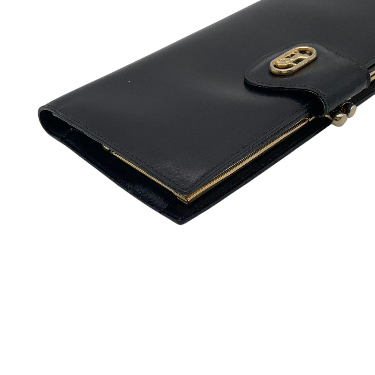 セリーヌ CELINE 馬車金具 ヴィンテージ レザー 二つ折り長財布 ブラック 黒 ゴールド金具 オールドセリーヌ エレガント クラシック レトロ レディース 女性 人気 定番 W5