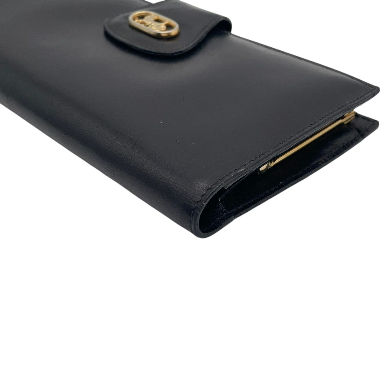 セリーヌ CELINE 馬車金具 ヴィンテージ レザー 二つ折り長財布 ブラック 黒 ゴールド金具 オールドセリーヌ エレガント クラシック レトロ レディース 女性 人気 定番 W5