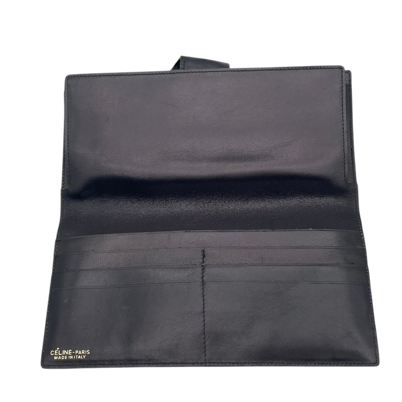 セリーヌ CELINE 馬車金具 ヴィンテージ レザー 二つ折り長財布 ブラック 黒 ゴールド金具 オールドセリーヌ エレガント クラシック レトロ レディース 女性 人気 定番 W5