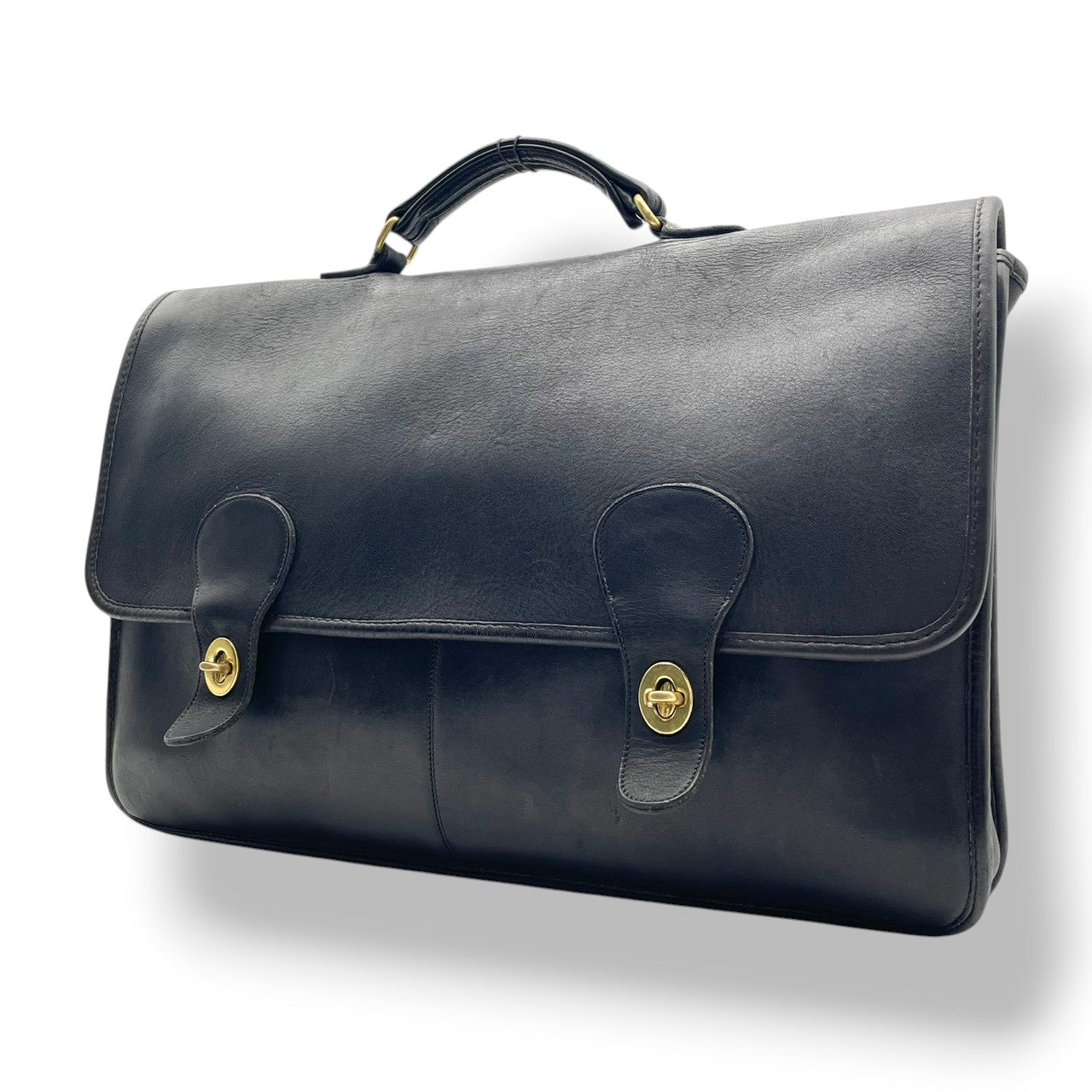 コーチ COACH オールドコーチ レザー ブリーフケース ビジネスバッグ 書類鞄 手提げ A4収納 本革 ブラック 黒 ゴールド金具 ヴィンテージ クラシック 通勤 メンズ レディース 0356-017 S66