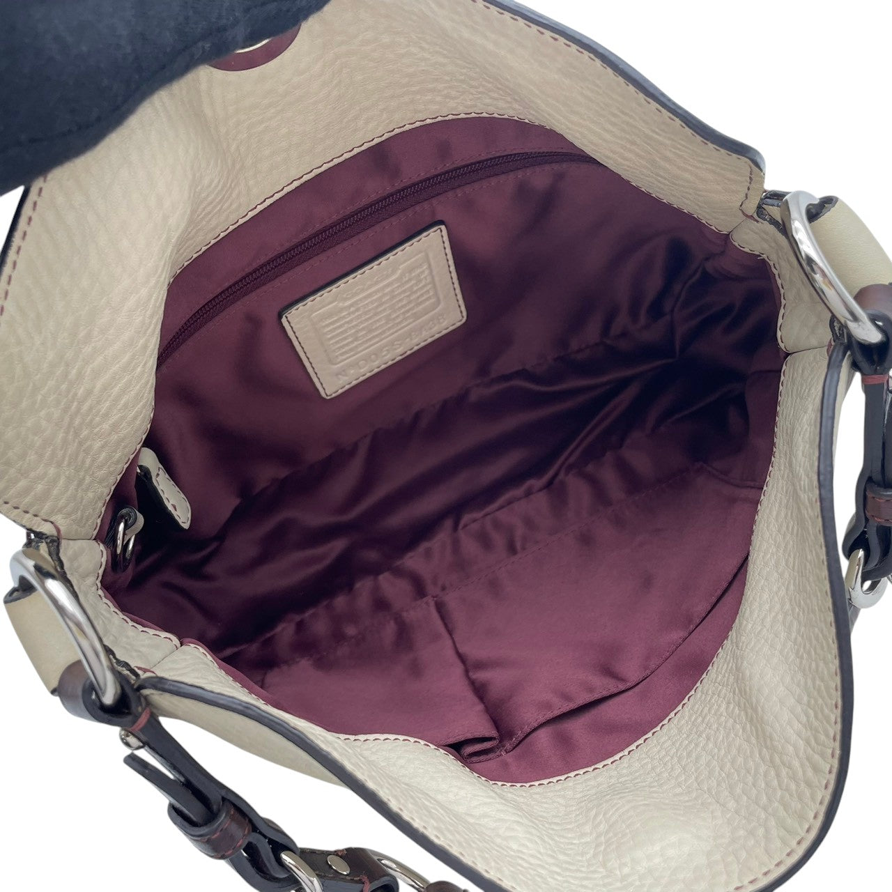 【美品】コーチ チェルシー ターンロック ホーボー ワンショルダーバッグ ハンドバッグ レザー 本革 アイボリー 白系 シルバー金具 エレガント クラシック レトロ レディース 女性 人気 定番 8A38 S68