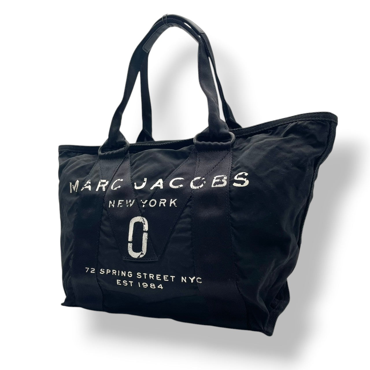 マークジェイコブス New Logo Tote ニュー ロゴ トート トートバッグ ハンドバッグ 手提げ A4収納 ナイロン ブラック 黒 ロゴプリント カジュアル デイリー 通勤 通学 レディース メンズ 人気 S3