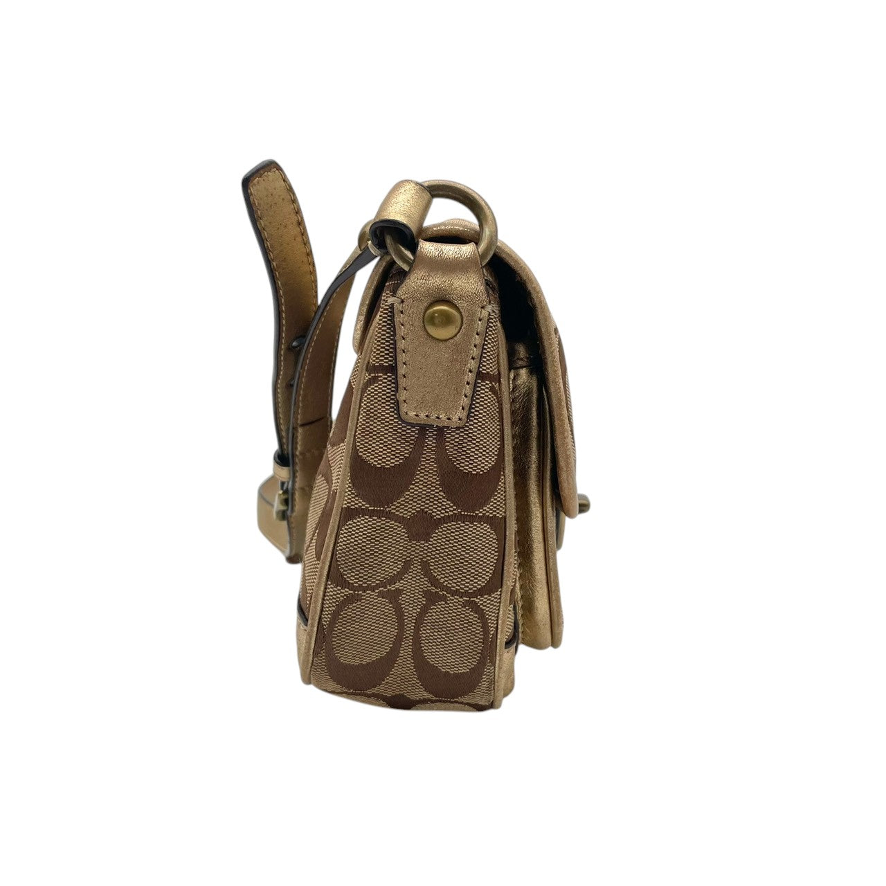 コーチ COACH シグネチャー ターンロック キャンバス レザー ショルダーバッグ 斜め掛け ベージュ ゴールド金具 エレガント カジュアル デイリー お出かけ レディース 女性 人気 定番 10566S S3