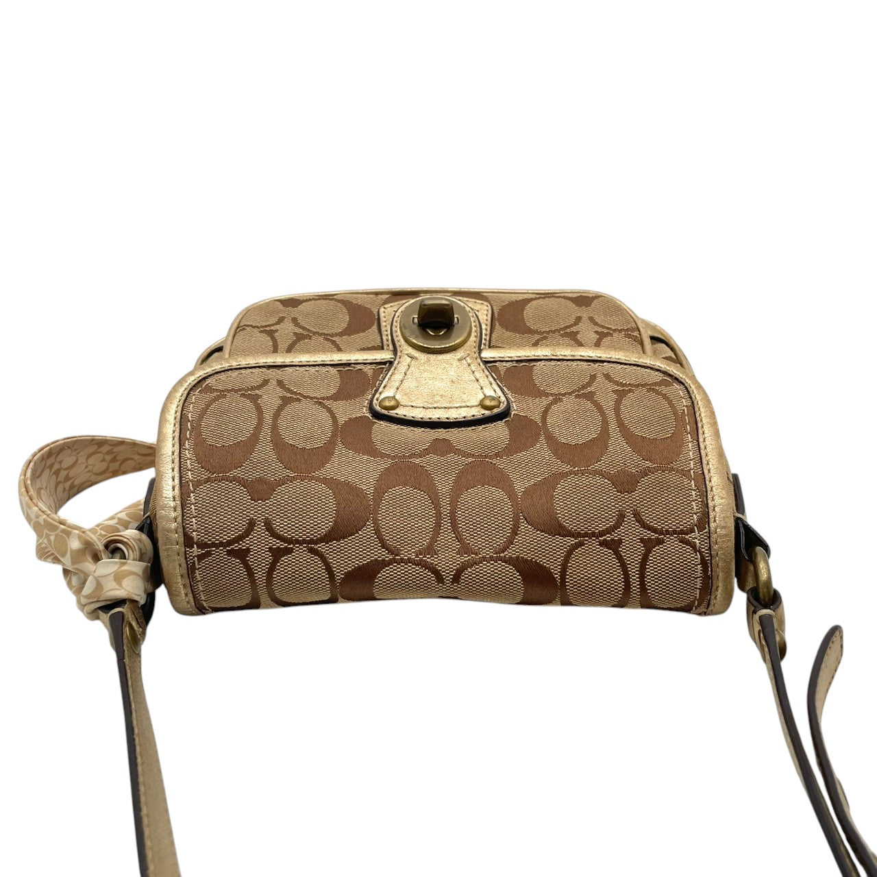 コーチ COACH シグネチャー ターンロック キャンバス レザー ショルダーバッグ 斜め掛け ベージュ ゴールド金具 エレガント カジュアル デイリー お出かけ レディース 女性 人気 定番 10566S S3