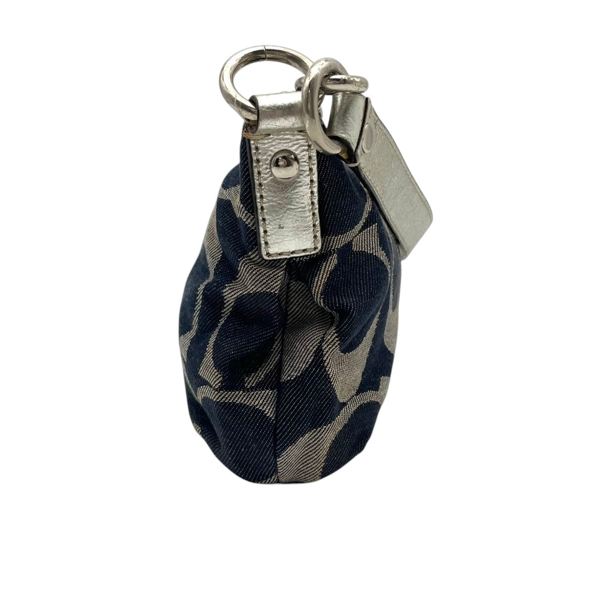 コーチ COACH シグネチャー ストライプ デミ クロスボディ ショルダーバッグ ハンドバッグ 2WAY キャンバス レザー ネイビー シルバー メタリック シルバー金具 エレガント カジュアル お出かけ レディース 女性 人気 定番 F17439 S3