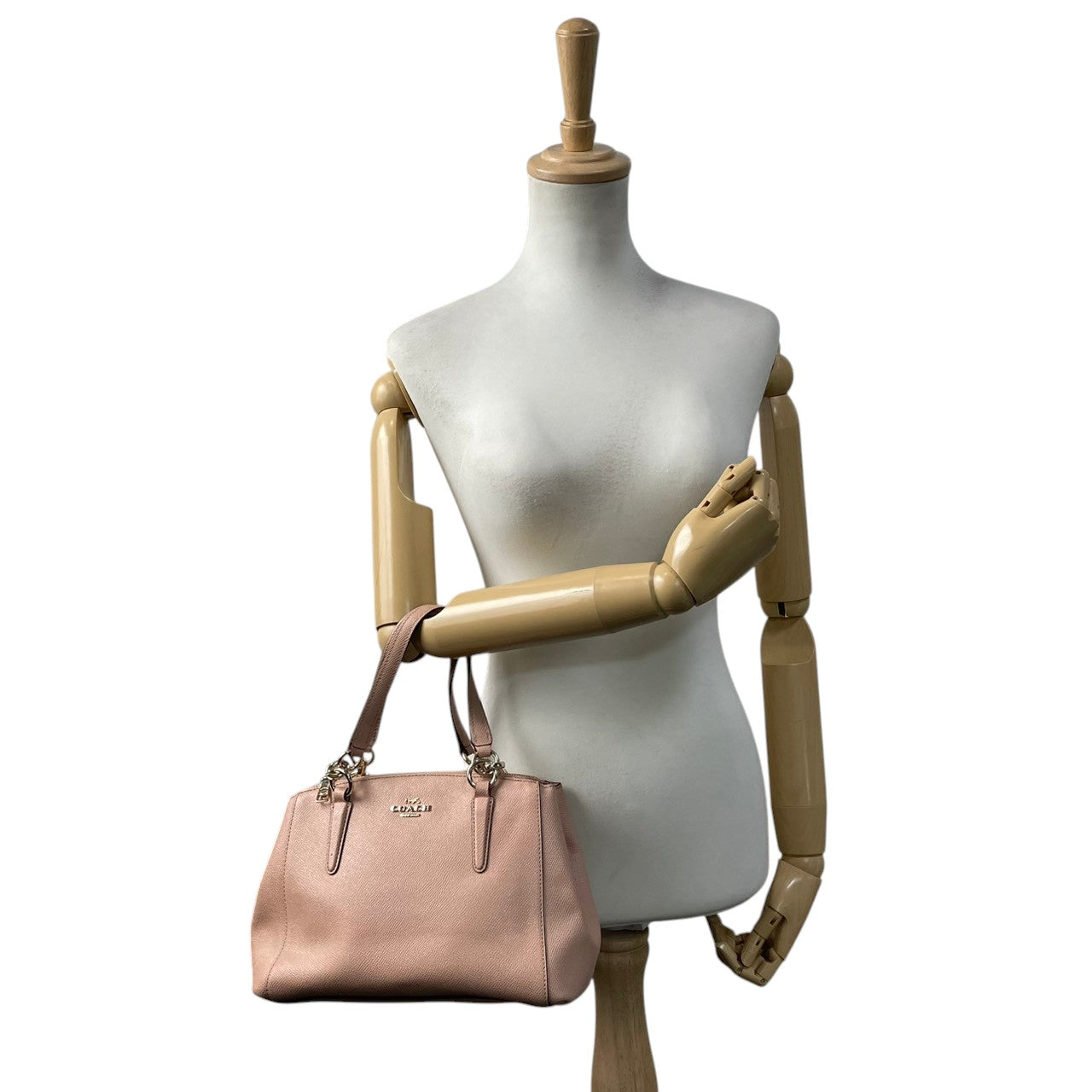 コーチ COACH クロスグレイン レザー ミニ クリスティ キャリーオール ハンドバッグ ショルダーバッグ 2WAY 斜め掛け ライトピンク ピンク ゴールド金具 エレガント カジュアル お出かけ デイリー レディース 女性 人気 定番 F57523 S3