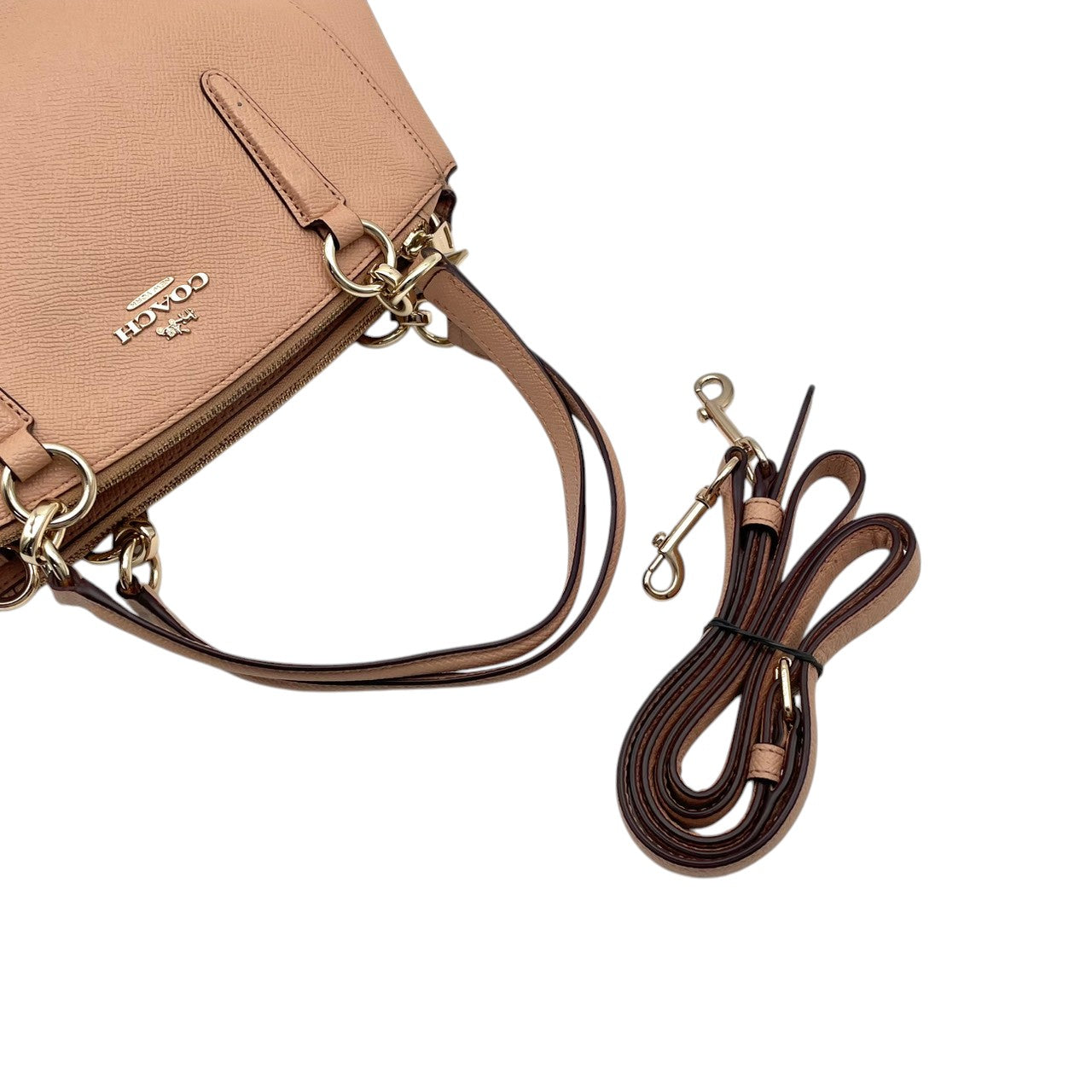 コーチ COACH クロスグレイン レザー ミニ クリスティ キャリーオール ハンドバッグ ショルダーバッグ 2WAY 斜め掛け ライトピンク ピンク ゴールド金具 エレガント カジュアル お出かけ デイリー レディース 女性 人気 定番 F57523 S3