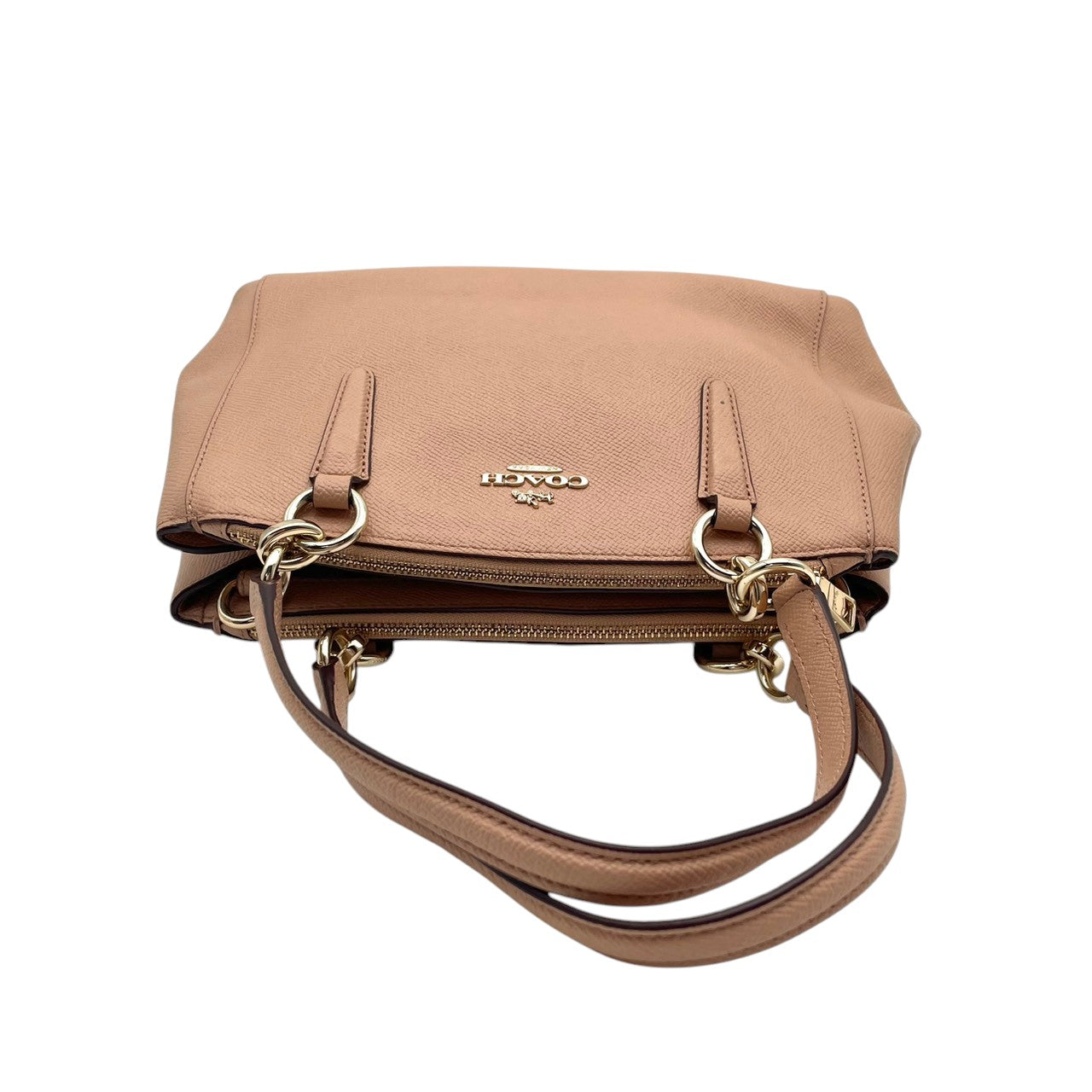 コーチ COACH クロスグレイン レザー ミニ クリスティ キャリーオール ハンドバッグ ショルダーバッグ 2WAY 斜め掛け ライトピンク ピンク ゴールド金具 エレガント カジュアル お出かけ デイリー レディース 女性 人気 定番 F57523 S3