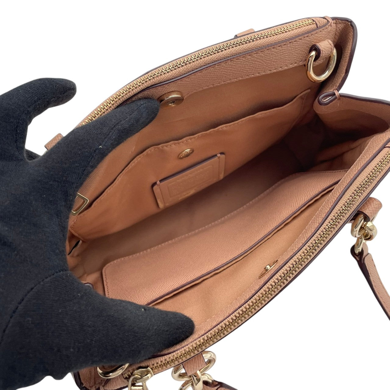 コーチ COACH クロスグレイン レザー ミニ クリスティ キャリーオール ハンドバッグ ショルダーバッグ 2WAY 斜め掛け ライトピンク ピンク ゴールド金具 エレガント カジュアル お出かけ デイリー レディース 女性 人気 定番 F57523 S3