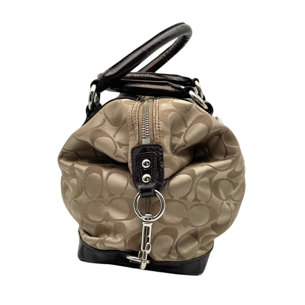 コーチ COACH アシュレイ シグネチャー サテン サッチェル 2WAY ハンドバッグ ショルダーバッグ 斜め掛け ベージュ ブラウン 茶色 シルバー金具 エレガント カジュアル お出かけ デイリー レディース 女性 人気 定番 F15443 S3