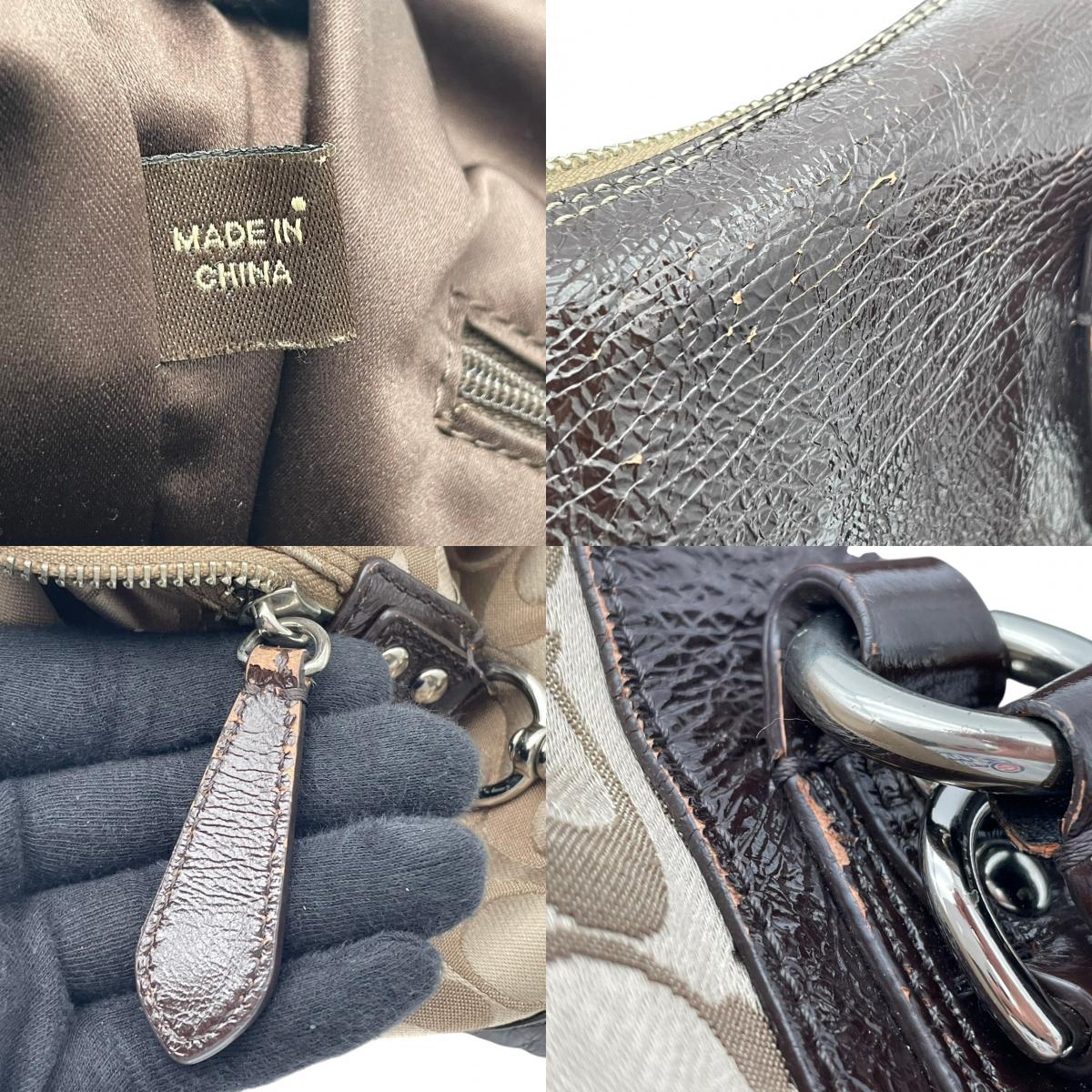 コーチ COACH アシュレイ シグネチャー サテン サッチェル 2WAY ハンドバッグ ショルダーバッグ 斜め掛け ベージュ ブラウン 茶色 シルバー金具 エレガント カジュアル お出かけ デイリー レディース 女性 人気 定番 F15443 S3
