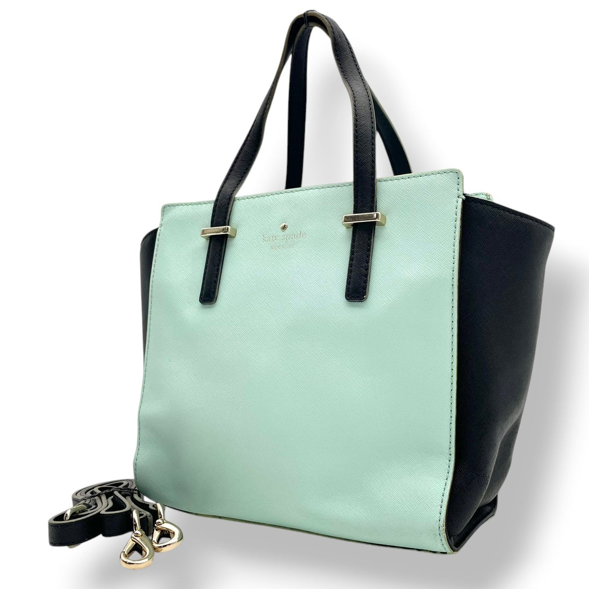 ケイトスペード kate spade SMALL HAYDEN スモール ヘイデン ハンドバッグ ショルダーバッグ 2WAY 斜め掛け サフィアーノレザー 本革 ミントグリーン ブラック 黒 ゴールド金具 エレガント デイリー レディース 人気 定番 S88