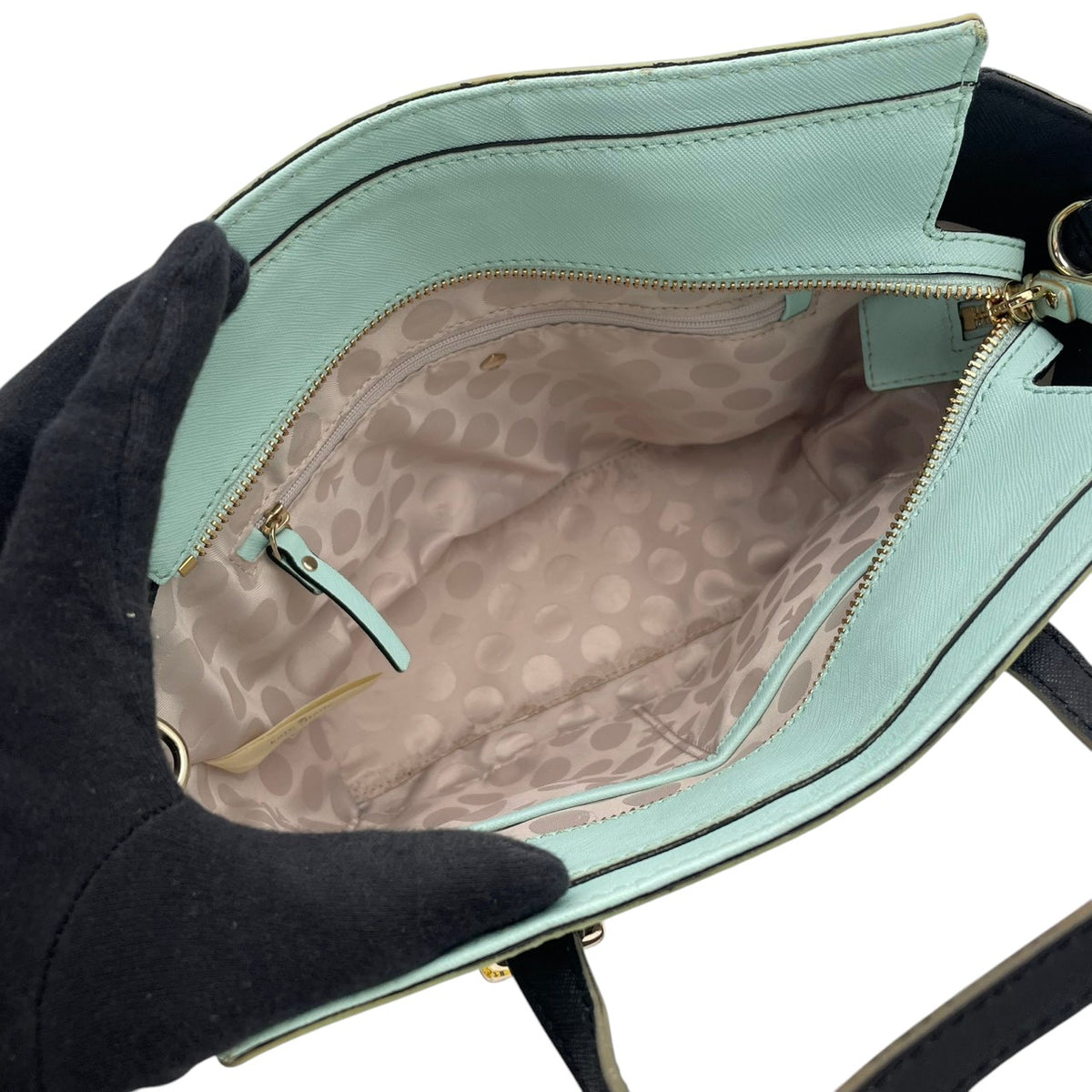 ケイトスペード kate spade SMALL HAYDEN スモール ヘイデン ハンドバッグ ショルダーバッグ 2WAY 斜め掛け サフィアーノレザー 本革 ミントグリーン ブラック 黒 ゴールド金具 エレガント デイリー レディース 人気 定番 S88