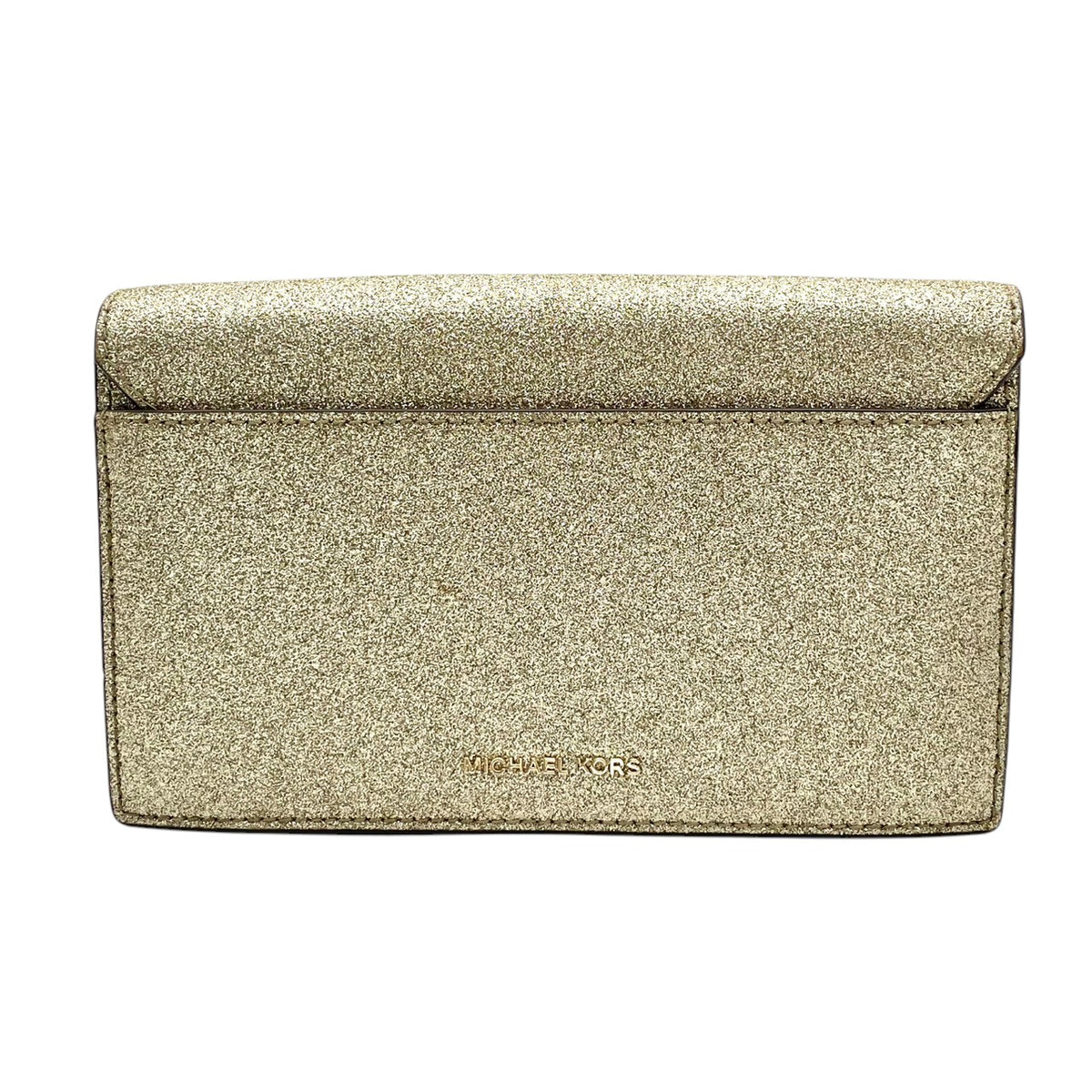 【美品】マイケルコース MICHAEL KORS GRACE グレース ミディアム エンベロープ クラッチバッグ セカンドバッグ ポーチ レザー 本革 シャンパンゴールド ゴールド金具 キラキラ 華やか パーティ フォーマル ドレスシーン レディース S79