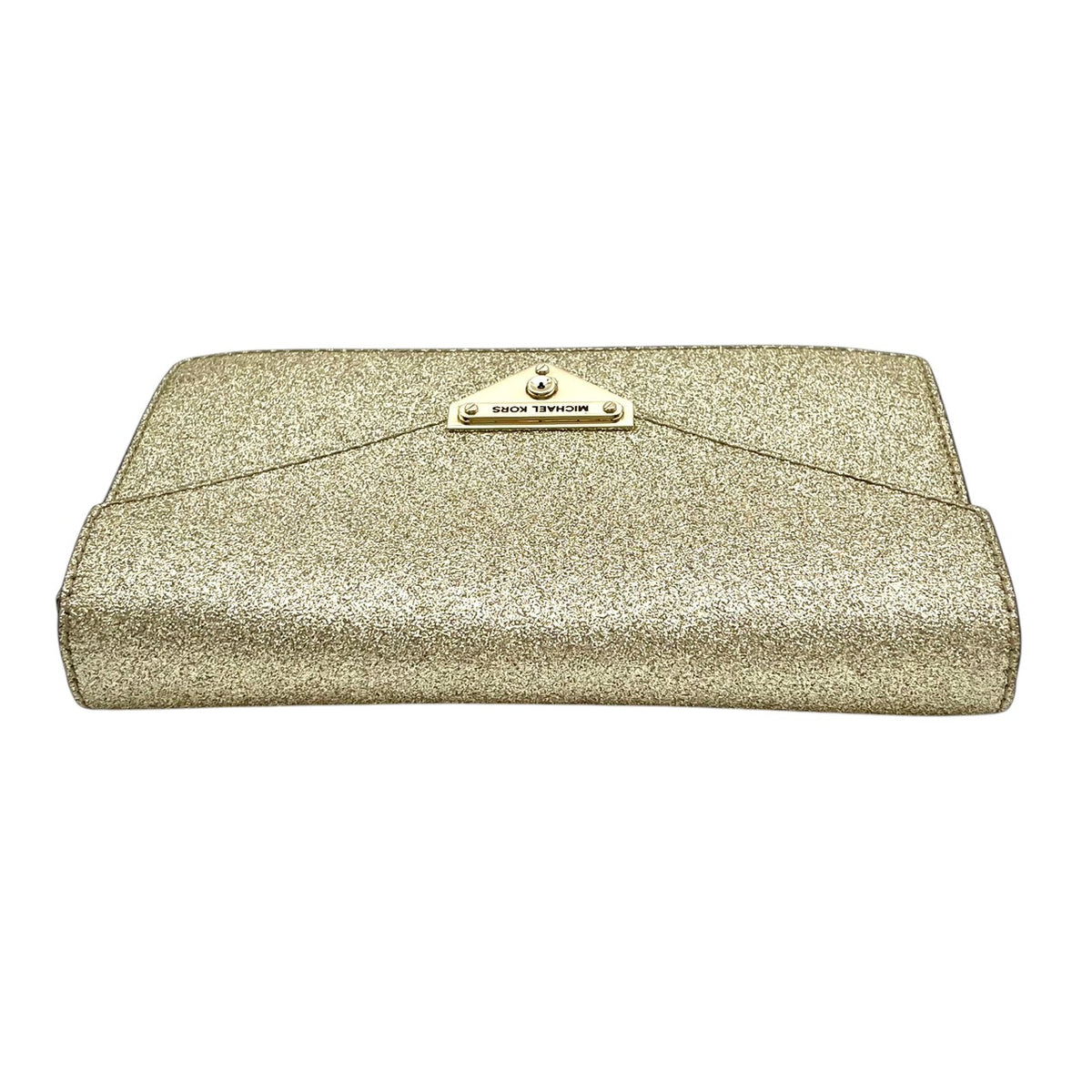 【美品】マイケルコース MICHAEL KORS GRACE グレース ミディアム エンベロープ クラッチバッグ セカンドバッグ ポーチ レザー 本革 シャンパンゴールド ゴールド金具 キラキラ 華やか パーティ フォーマル ドレスシーン レディース S79