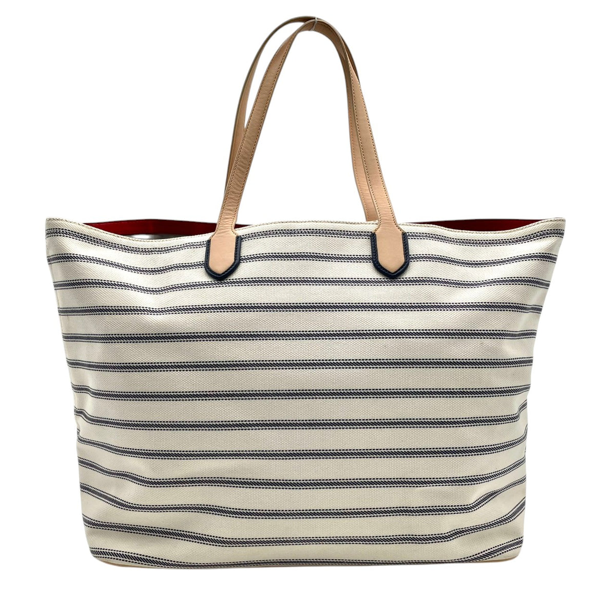 コーチ COACH セントジェームス SAINT JAMES レガシー ウィークエンド コラボ トートバッグ ショルダーバッグ 肩掛け A4収納 大容量 ボーダー キャンバス レザー アイボリー ネイビー 紺 赤ロゴ 23478 S94