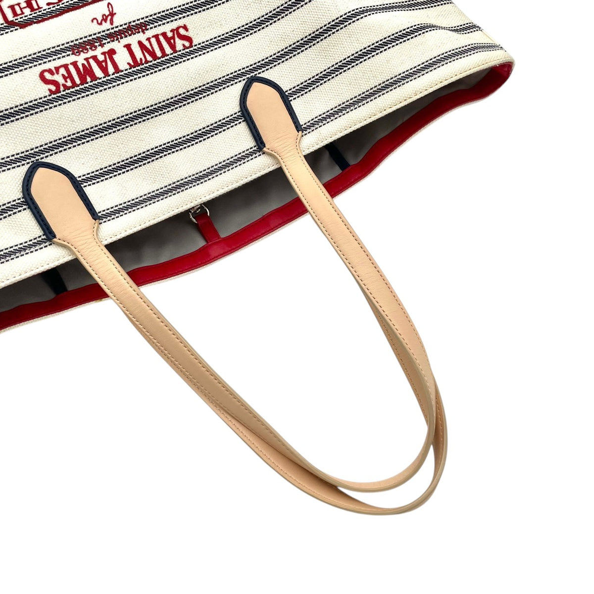 コーチ COACH セントジェームス SAINT JAMES レガシー ウィークエンド コラボ トートバッグ ショルダーバッグ 肩掛け A4収納 大容量 ボーダー キャンバス レザー アイボリー ネイビー 紺 赤ロゴ 23478 S94