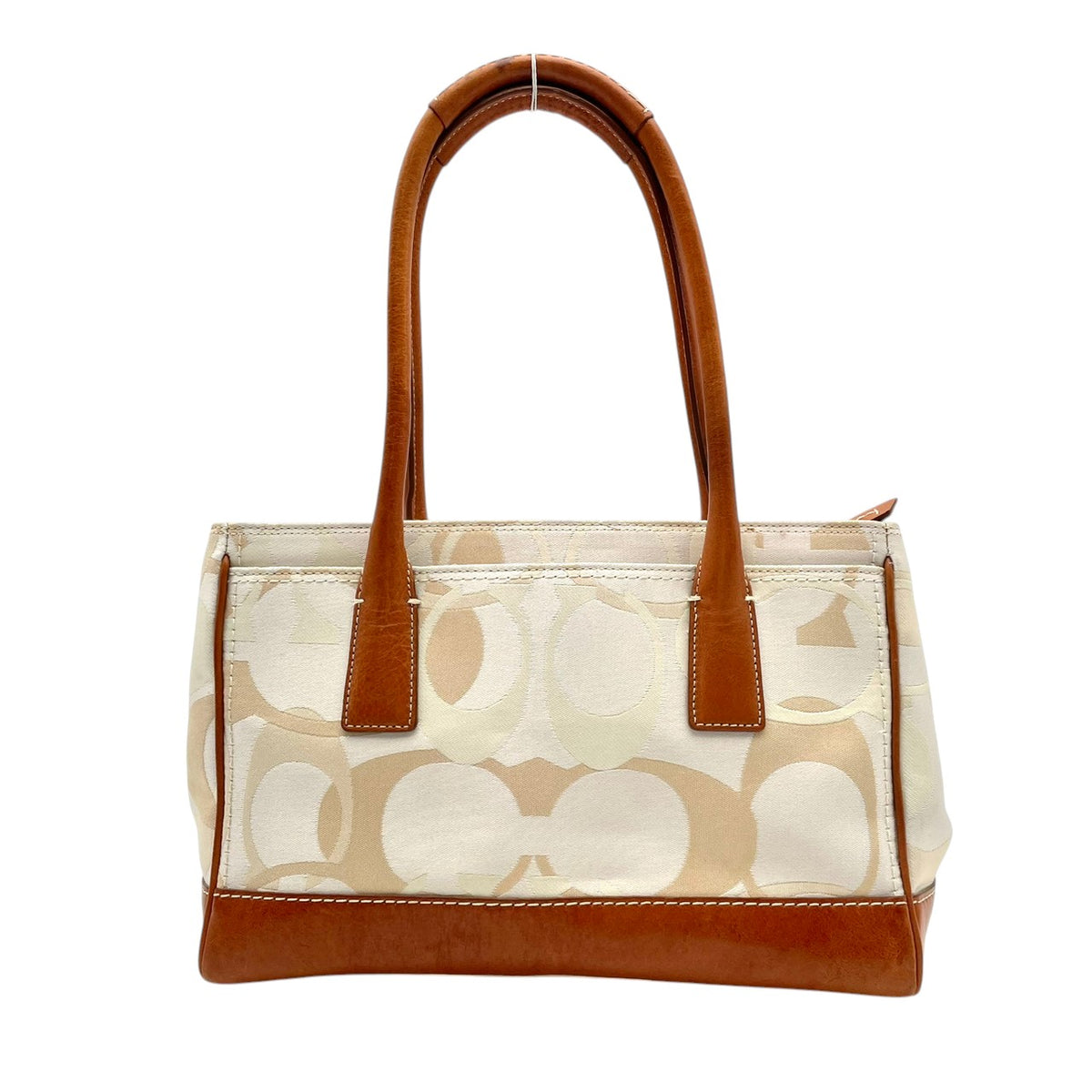 【美品】コーチ COACH マデリン オプティック シグネチャー トートバッグ ハンドバッグ 肩掛け キャンバス レザー 本革 アイボリー キャメルブラウン シルバー金具 ターンロック エレガント カジュアル 11820 S94