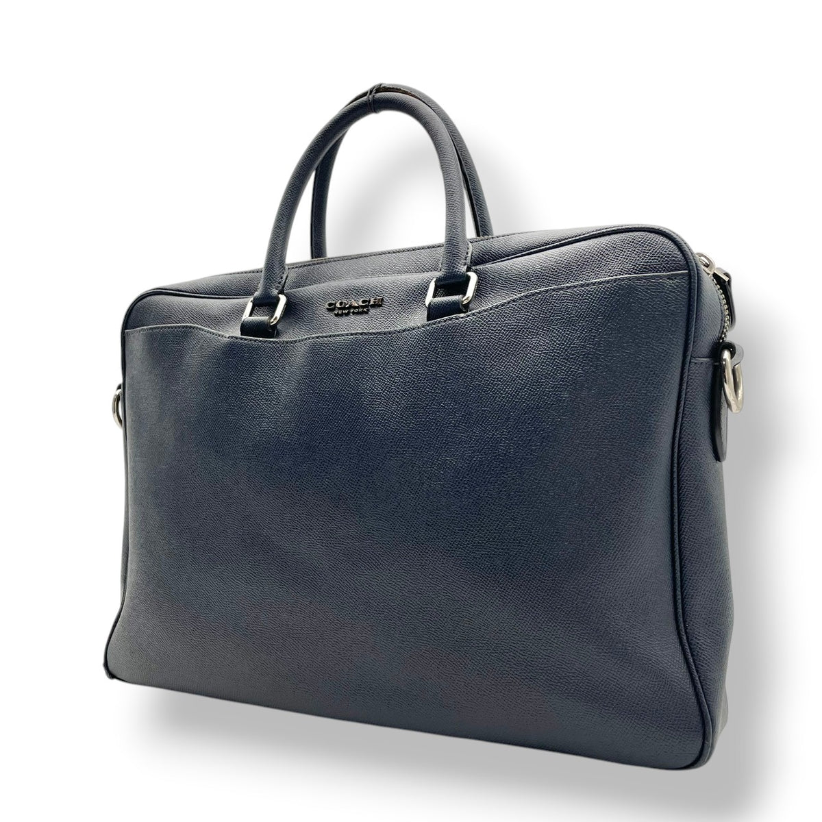 コーチ COACH ベケット Beckett レザー ブリーフケース ビジネスバッグ 書類かばん ハンドバッグ ネイビー 紺 シルバー金具 クロスグレイン レザー 本革 A4収納 PC収納 通勤 メンズ F68030 S94