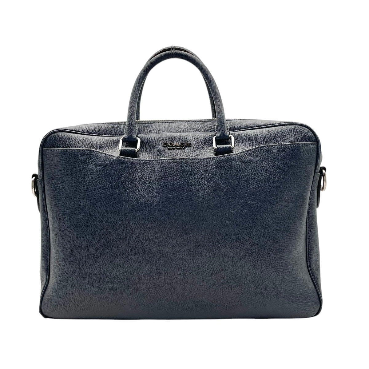 コーチ COACH ベケット Beckett レザー ブリーフケース ビジネスバッグ 書類かばん ハンドバッグ ネイビー 紺 シルバー金具 クロスグレイン レザー 本革 A4収納 PC収納 通勤 メンズ F68030 S94