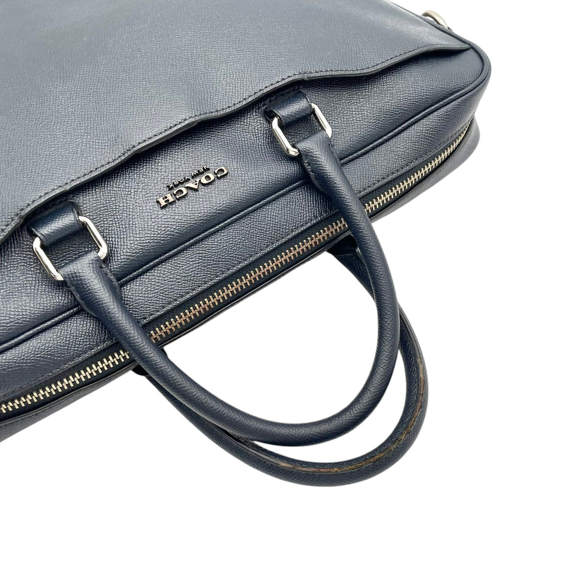コーチ COACH ベケット Beckett レザー ブリーフケース ビジネスバッグ 書類かばん ハンドバッグ ネイビー 紺 シルバー金具 クロスグレイン レザー 本革 A4収納 PC収納 通勤 メンズ F68030 S94