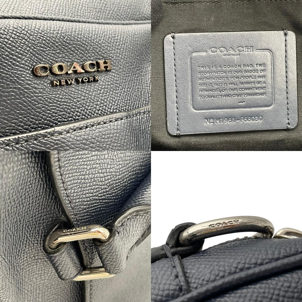 コーチ COACH ベケット Beckett レザー ブリーフケース ビジネスバッグ 書類かばん ハンドバッグ ネイビー 紺 シルバー金具 クロスグレイン レザー 本革 A4収納 PC収納 通勤 メンズ F68030 S94