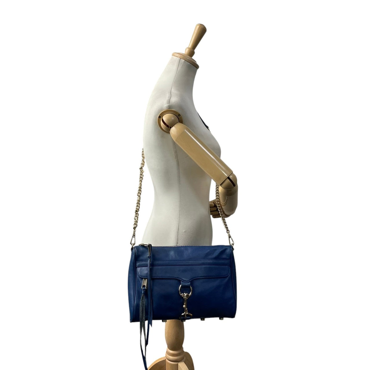 レベッカミンコフ REBECCA MINKOFF M.A.C. Morning After Clutch ショルダーバッグ クラッチバッグ 2WAY レザー 本革 ブルー 青 ゴールド金具 チェーン ストラップ フラップモチーフ エレガント カジュアル S35