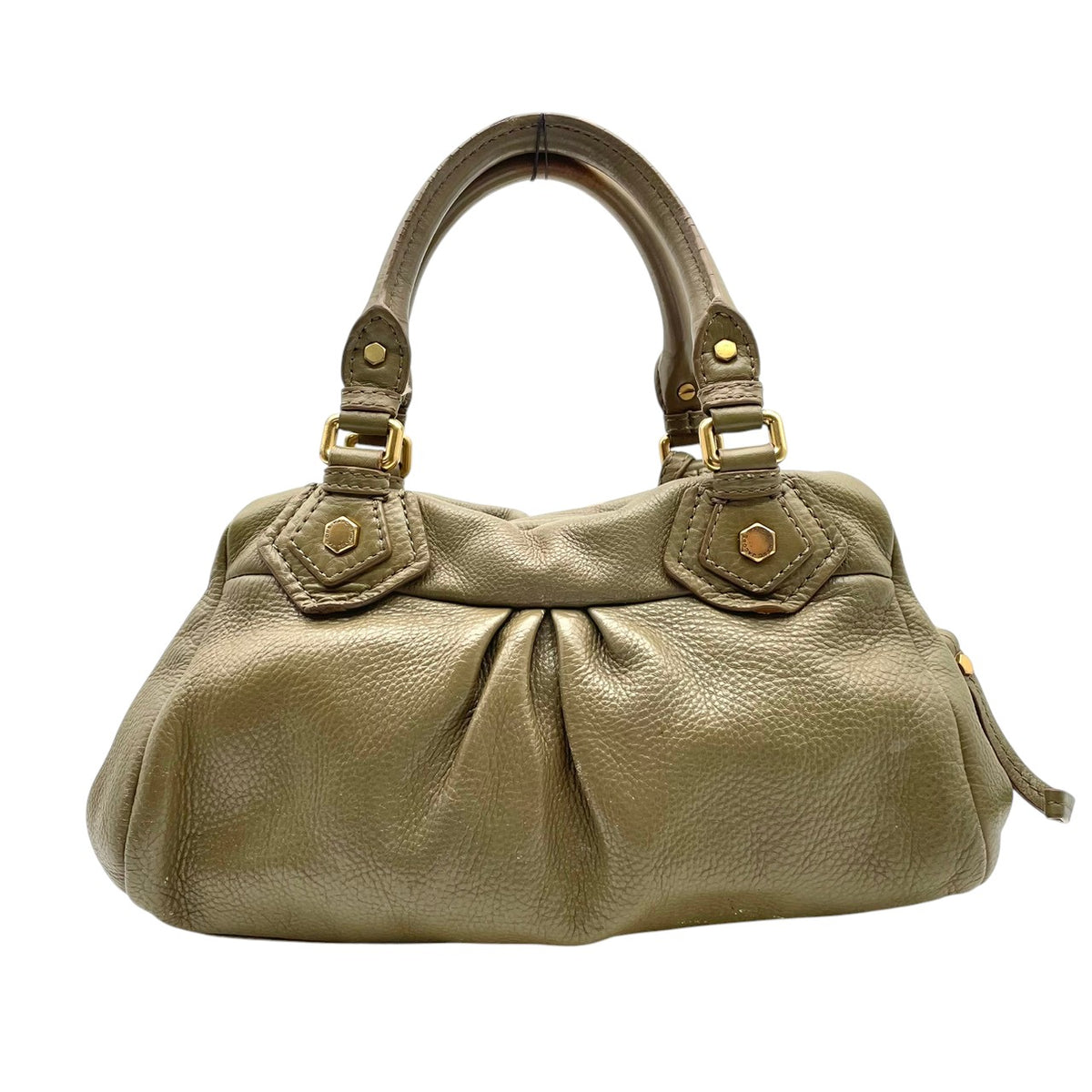 マークバイマークジェイコブス MARC BY MARC JACOBS クラシック Q グルーヴィー ショルダーバッグ ハンドバッグ 2WAY 斜め掛け レザー 本革 オリーブ カーキ系 ゴールド金具 メタルプレート チャーム レディース S35