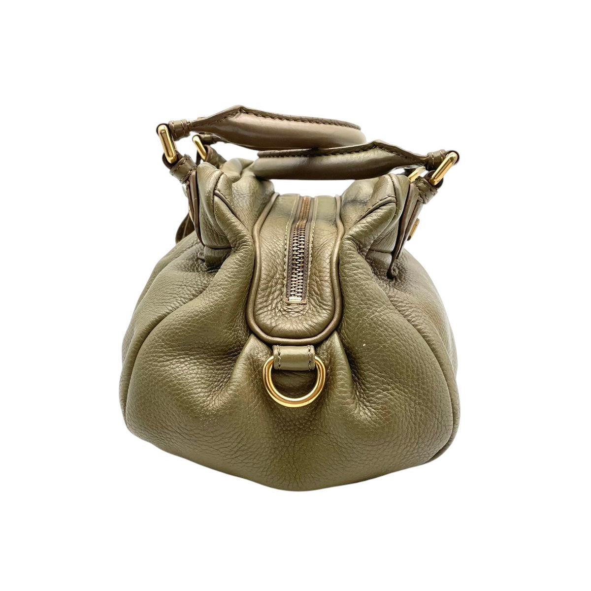 マークバイマークジェイコブス MARC BY MARC JACOBS クラシック Q グルーヴィー ショルダーバッグ ハンドバッグ 2WAY 斜め掛け レザー 本革 オリーブ カーキ系 ゴールド金具 メタルプレート チャーム レディース S35