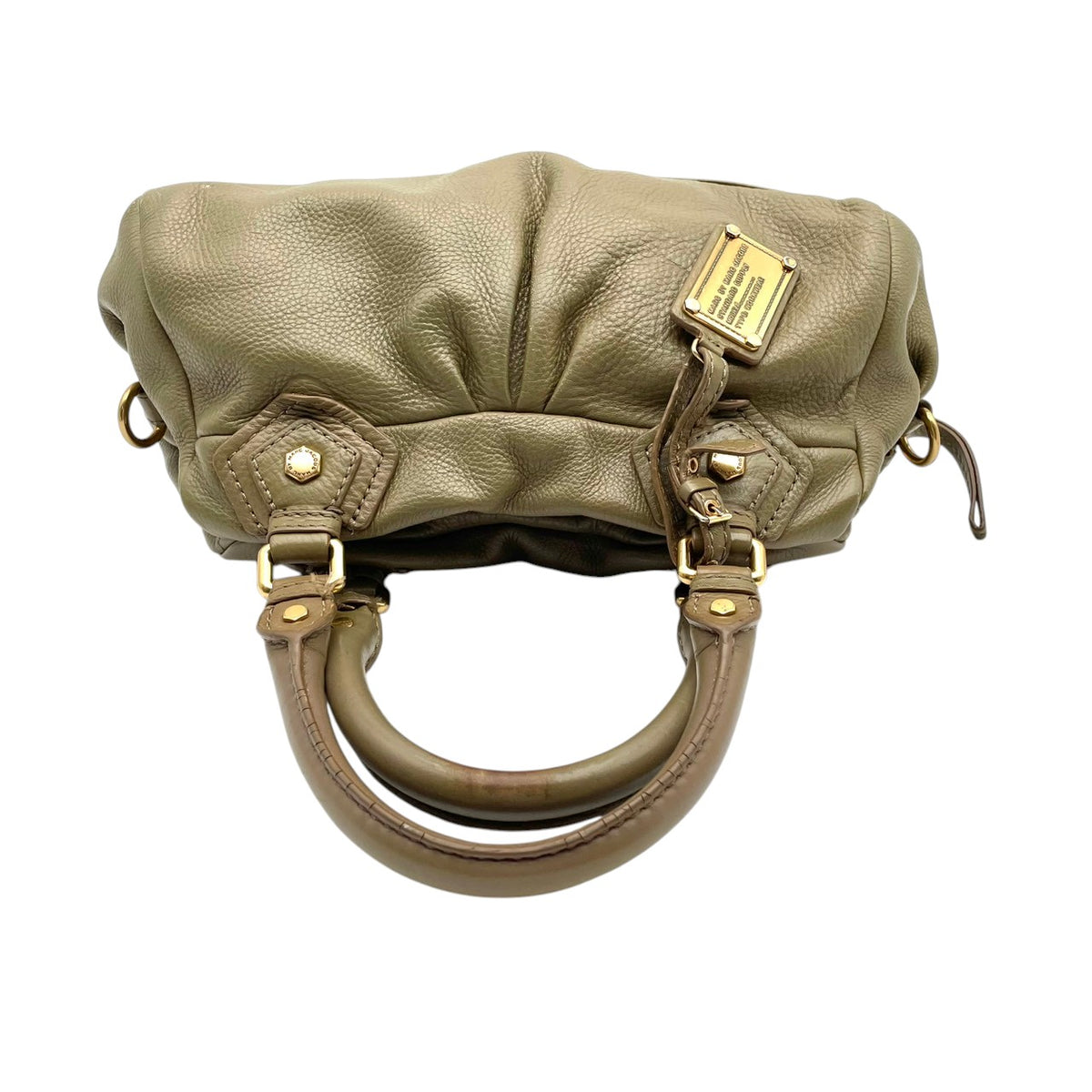 マークバイマークジェイコブス MARC BY MARC JACOBS クラシック Q グルーヴィー ショルダーバッグ ハンドバッグ 2WAY 斜め掛け レザー 本革 オリーブ カーキ系 ゴールド金具 メタルプレート チャーム レディース S35