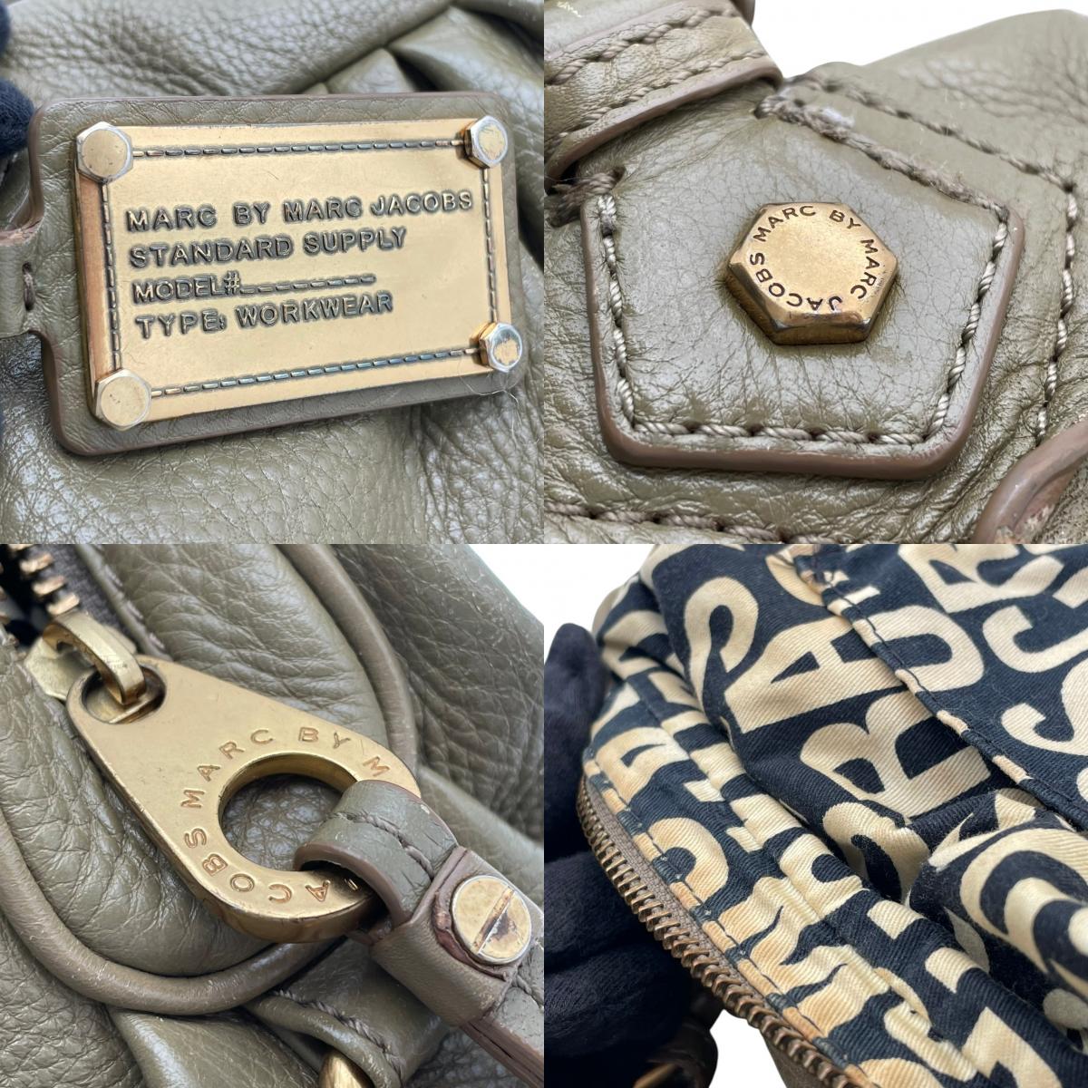 マークバイマークジェイコブス MARC BY MARC JACOBS クラシック Q グルーヴィー ショルダーバッグ ハンドバッグ 2WAY 斜め掛け レザー 本革 オリーブ カーキ系 ゴールド金具 メタルプレート チャーム レディース S35
