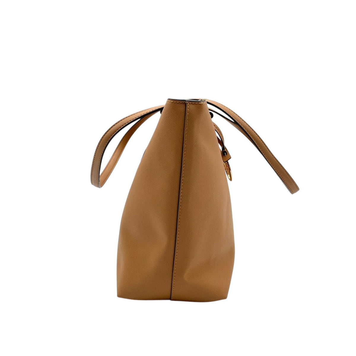 【美品】マイケルコース MICHAEL KORS SHEILA シーラ ミッドファスナー トート ラージ トートバッグ ハンドバッグ 肩掛け レザー 本革 サフィアーノ キャメルブラウン ゴールド金具 チャーム A4収納 通勤 通学 レディース S35