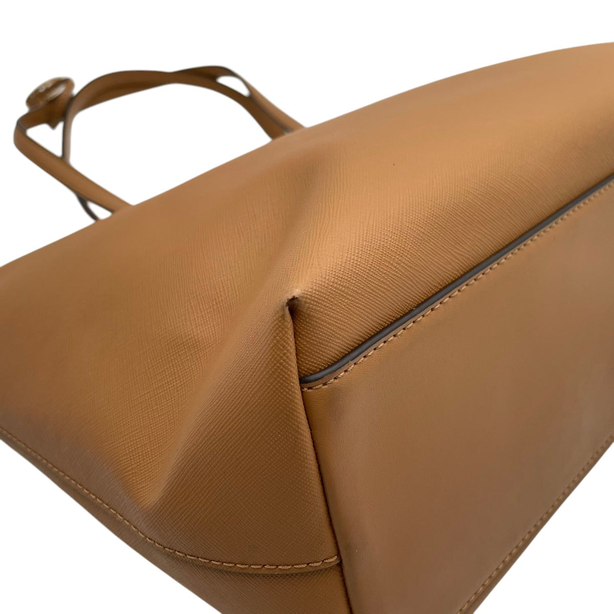 【美品】マイケルコース MICHAEL KORS SHEILA シーラ ミッドファスナー トート ラージ トートバッグ ハンドバッグ 肩掛け レザー 本革 サフィアーノ キャメルブラウン ゴールド金具 チャーム A4収納 通勤 通学 レディース S35