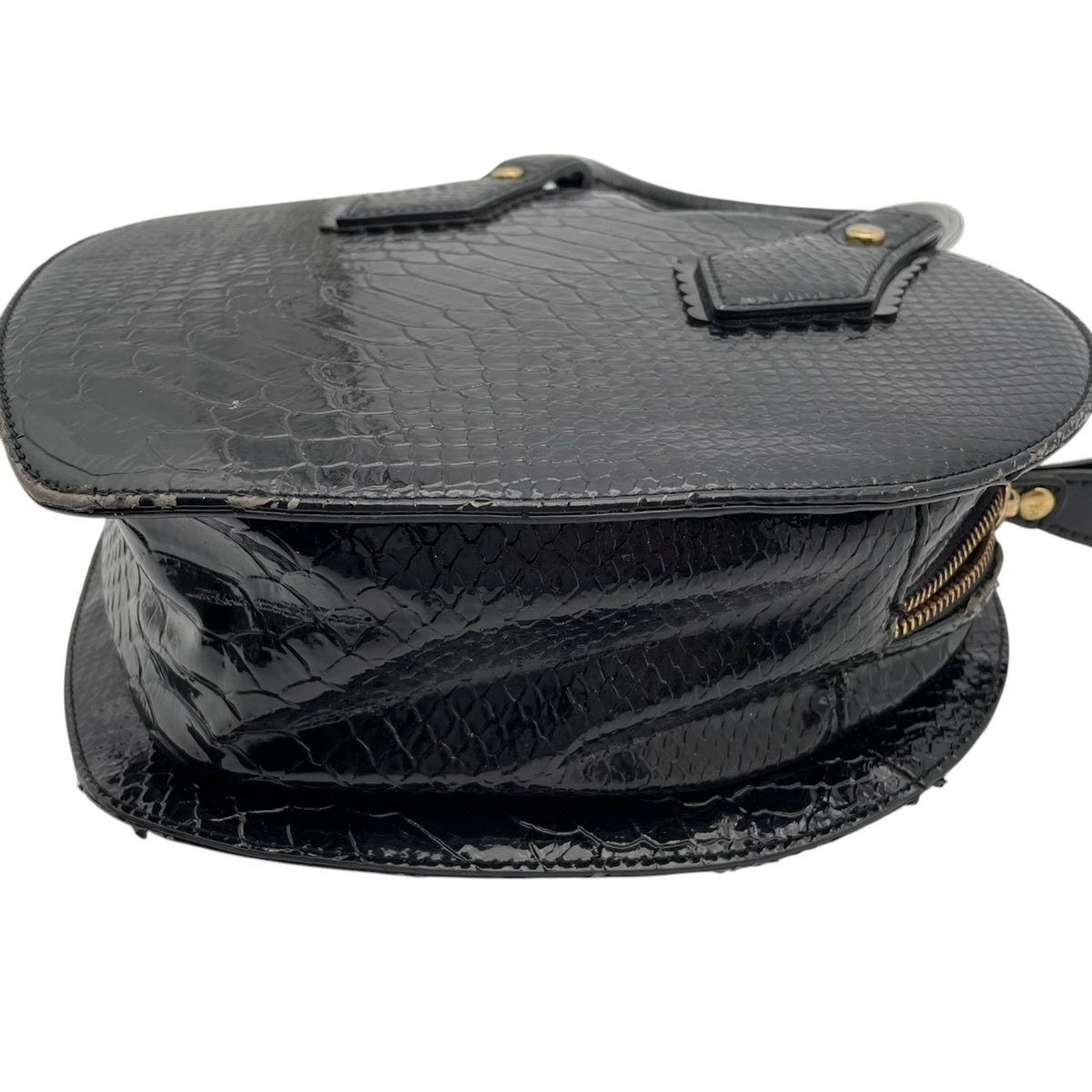 ヴィヴィアンウエストウッド Vivienne Westwood FRILLY SNAKE HEART ハート型 2WAY ハンドバッグ ショルダーバッグ 斜め掛け パテント エナメル レザー 本革 ブラック 黒 ゴールド金具 オーブチャーム 個性的 S51